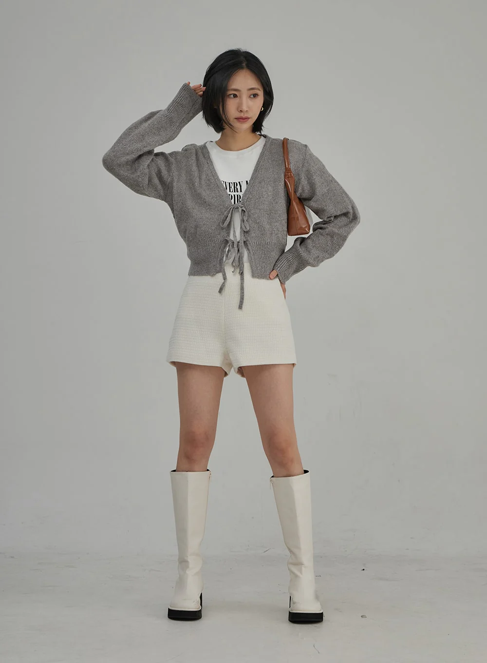 Tweed High Waist Shorts OJ304 - Image 2
