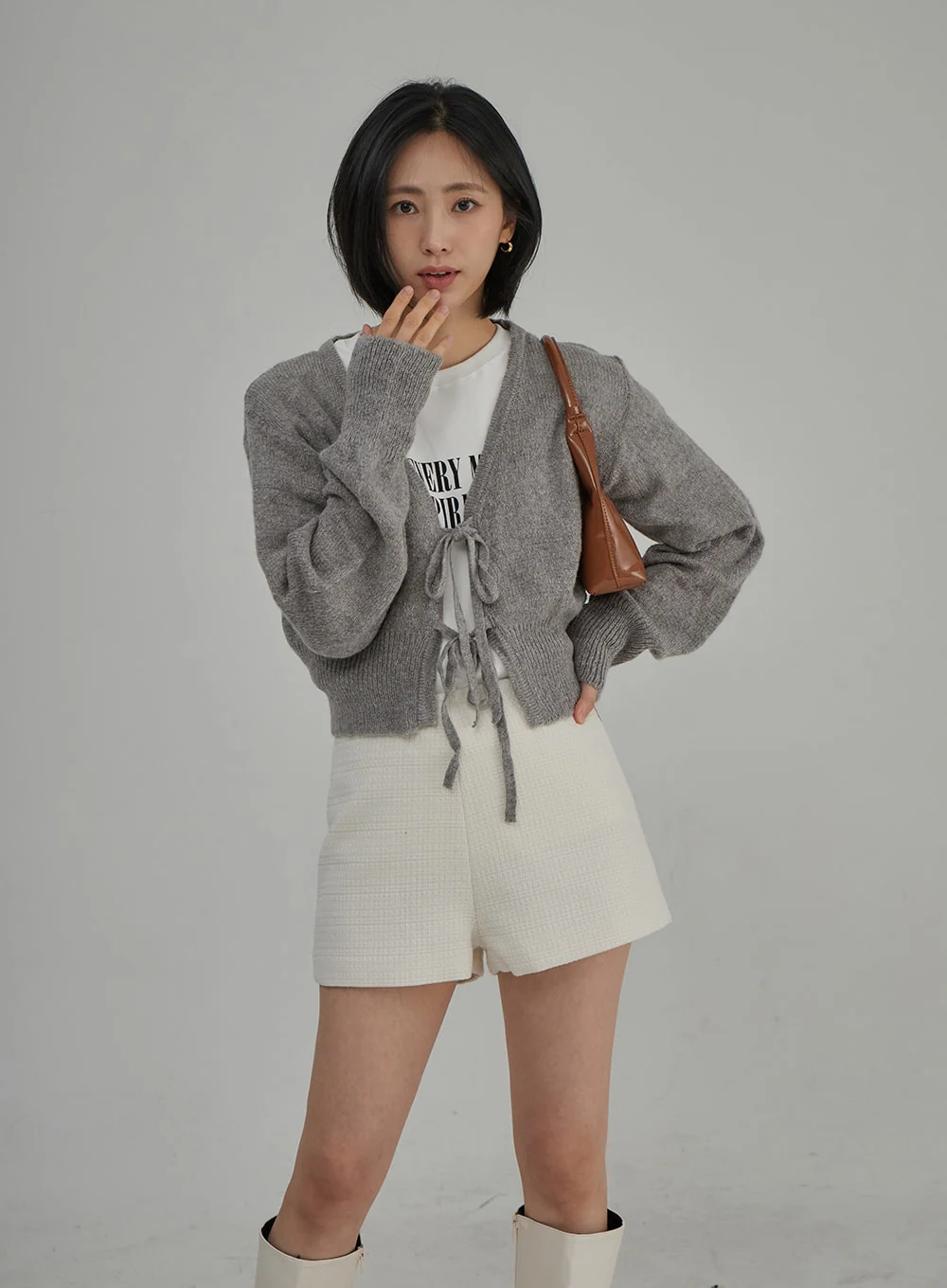 Tweed High Waist Shorts OJ304 - Image 6