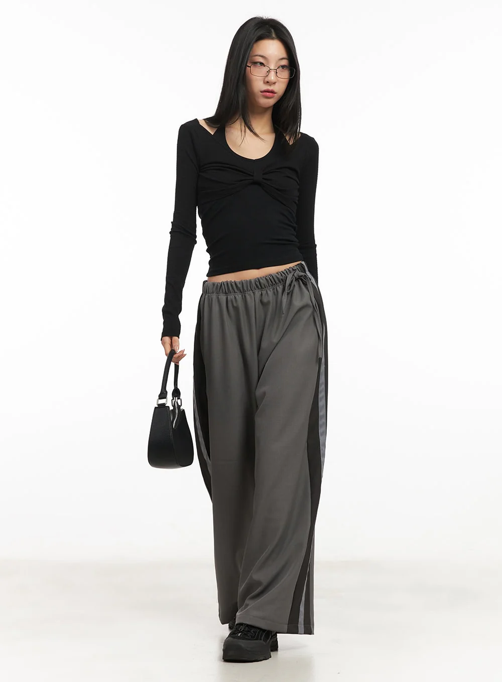 Twist Ribbon Long-Sleeve Crop Top CM503 - Image 2