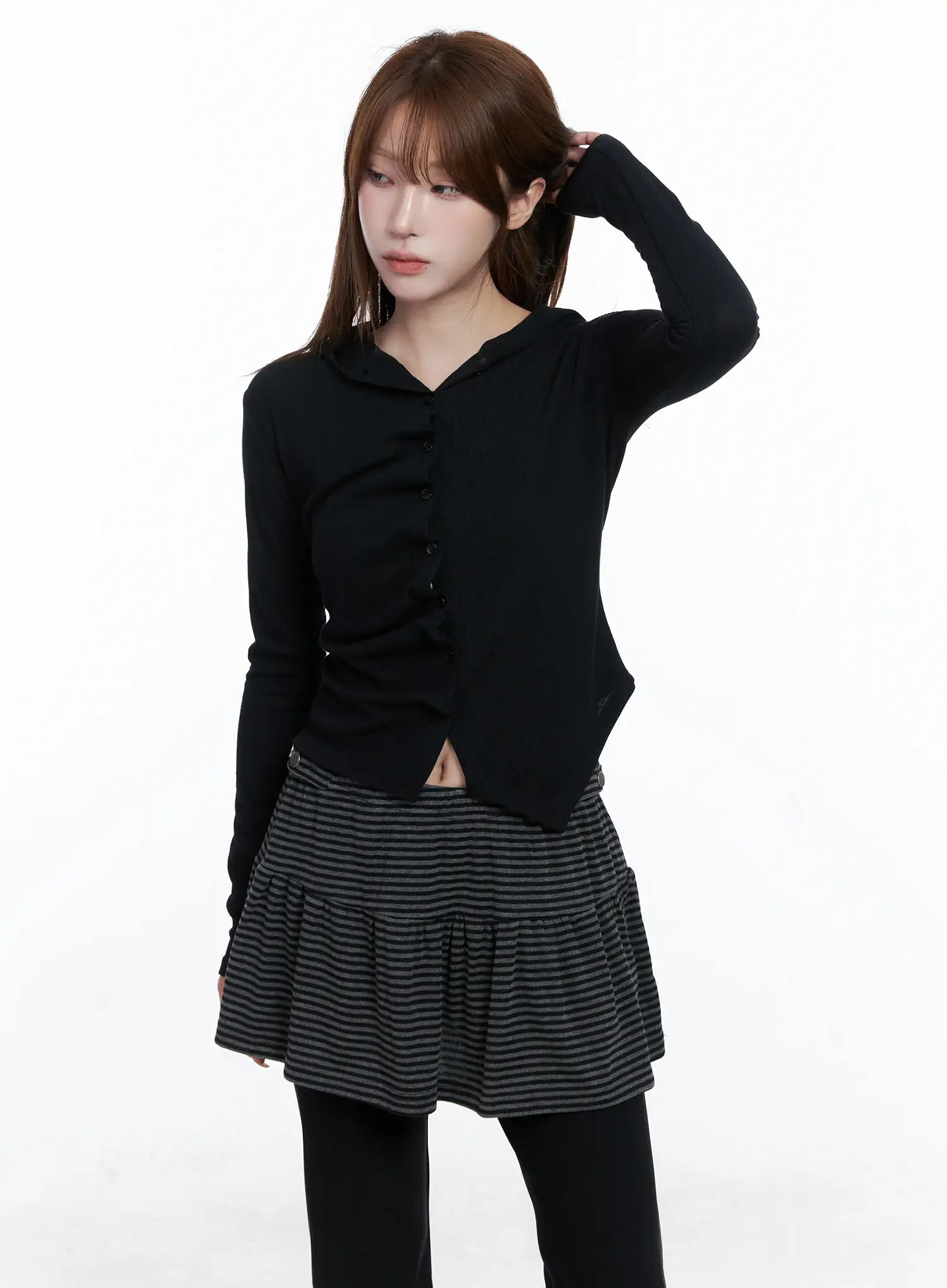 Twisted Button-Up Hooded Cardigan CS501 - Image 6