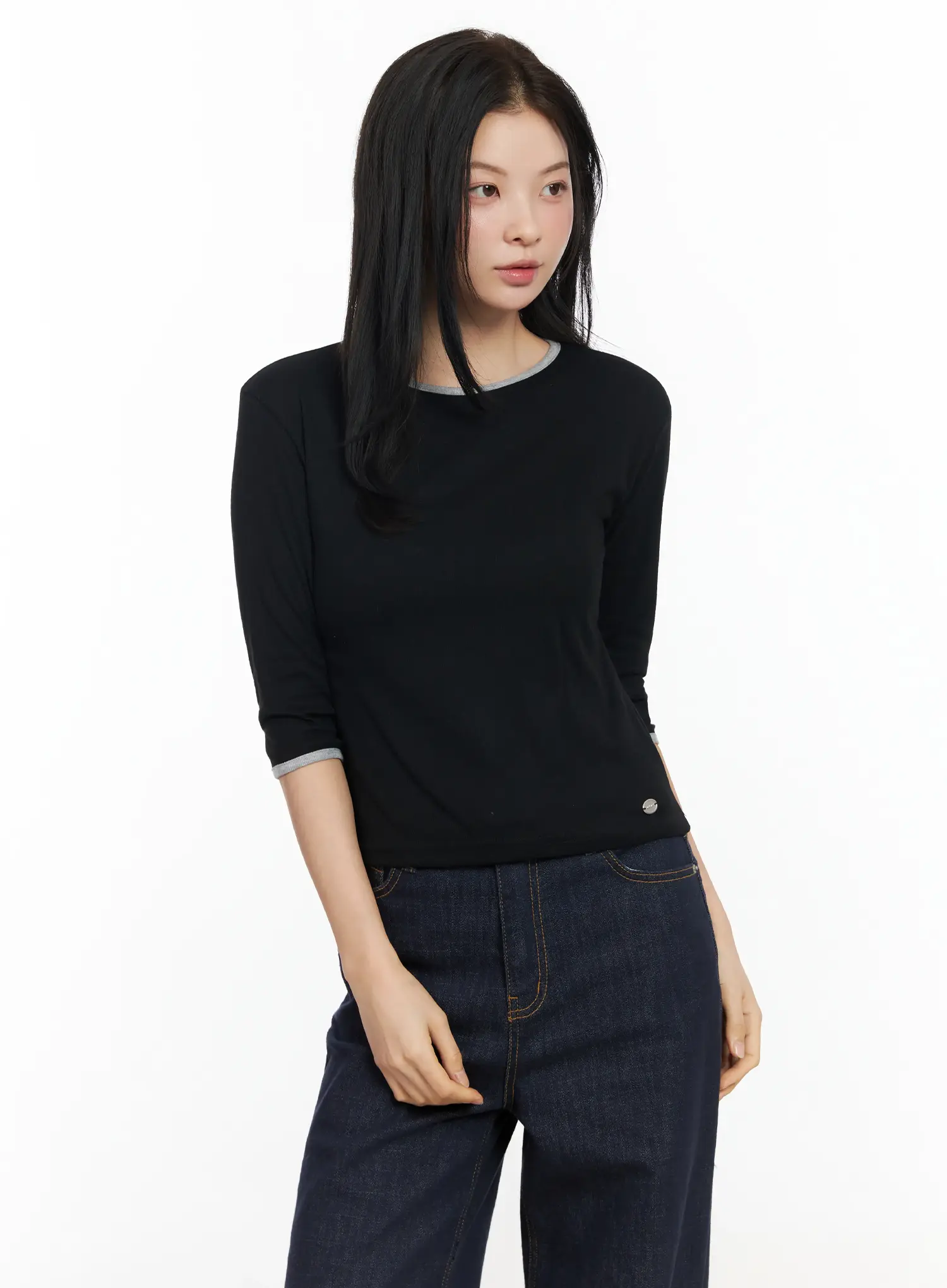 Two-Color Quarter Sleeve Top IM524 - Image 14