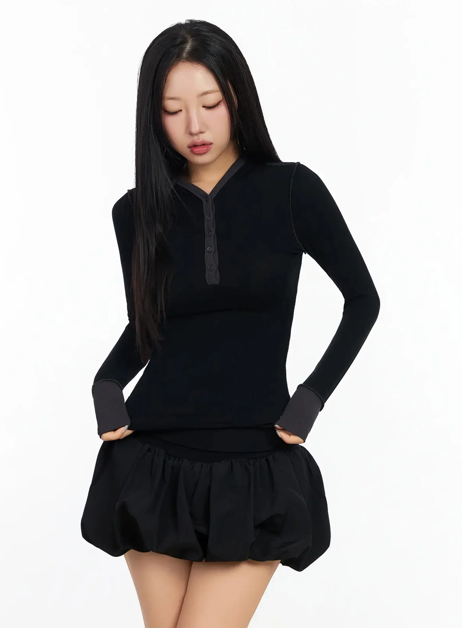 Two Stitch Hooded Long Sleeve Top CA513 - Image 16