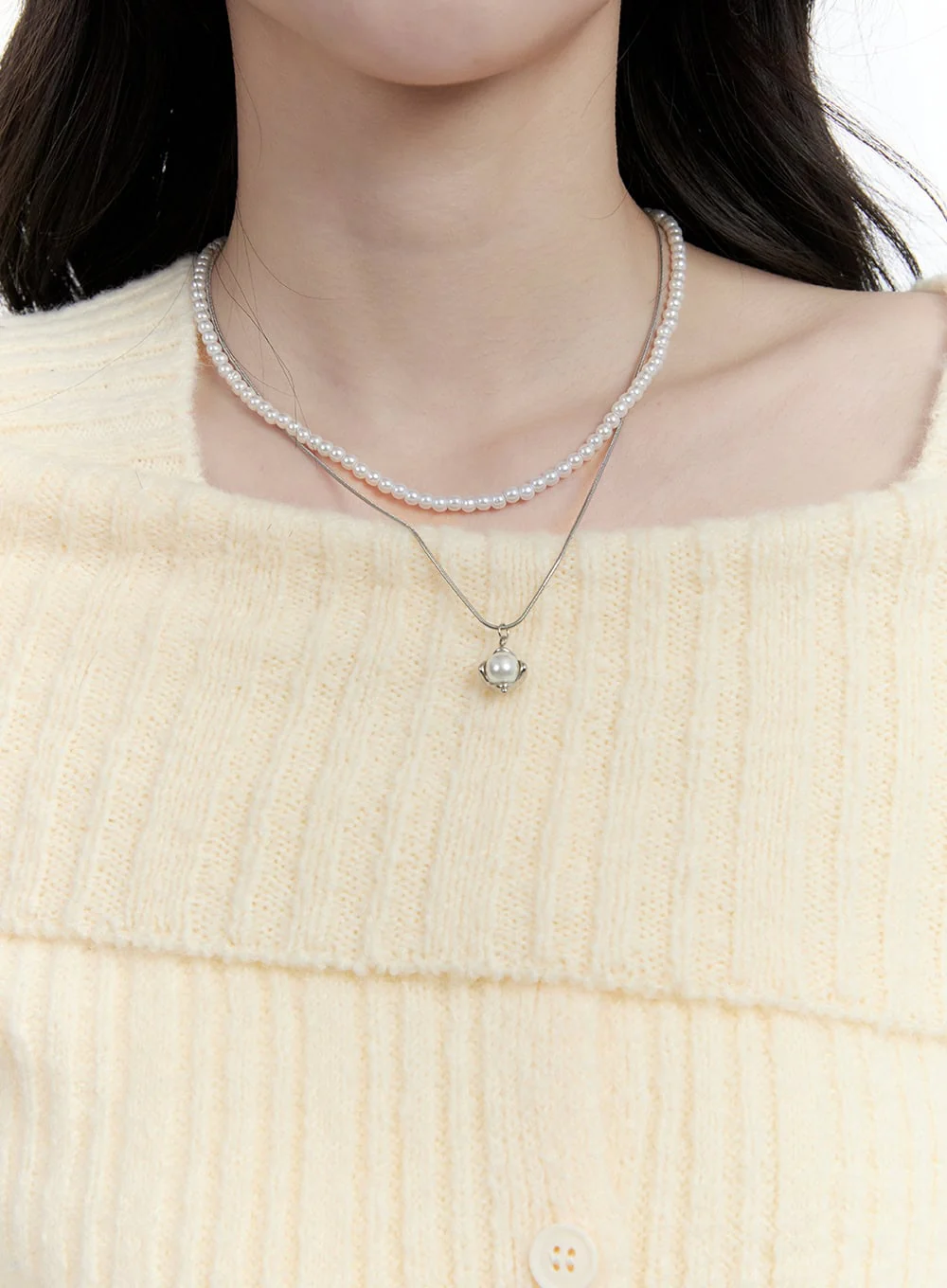 Two String Fake Pearl Necklace CJ521 - Image 3
