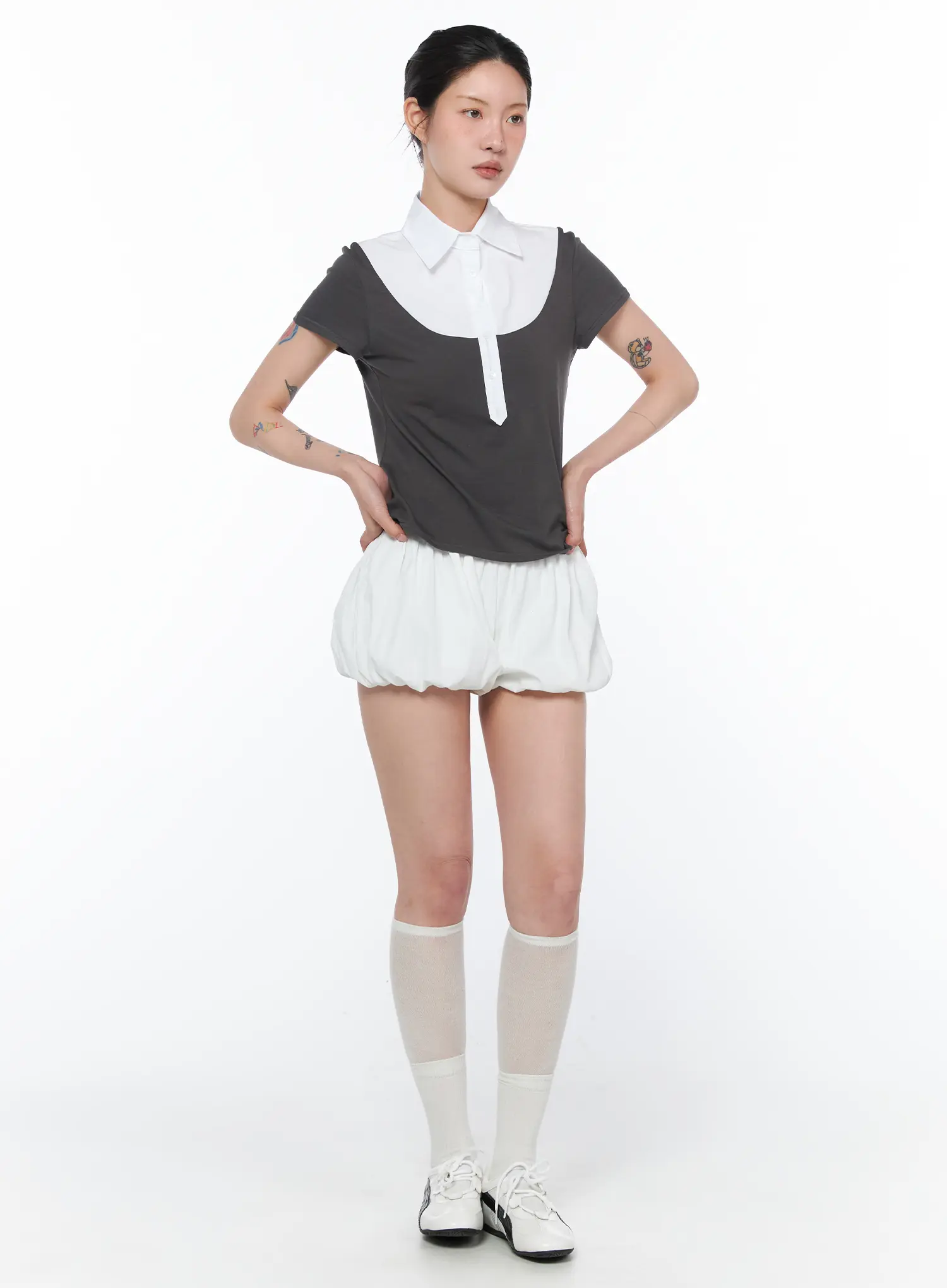 Two-Tone Collared Short Sleeve Tee CA527 - Image 3