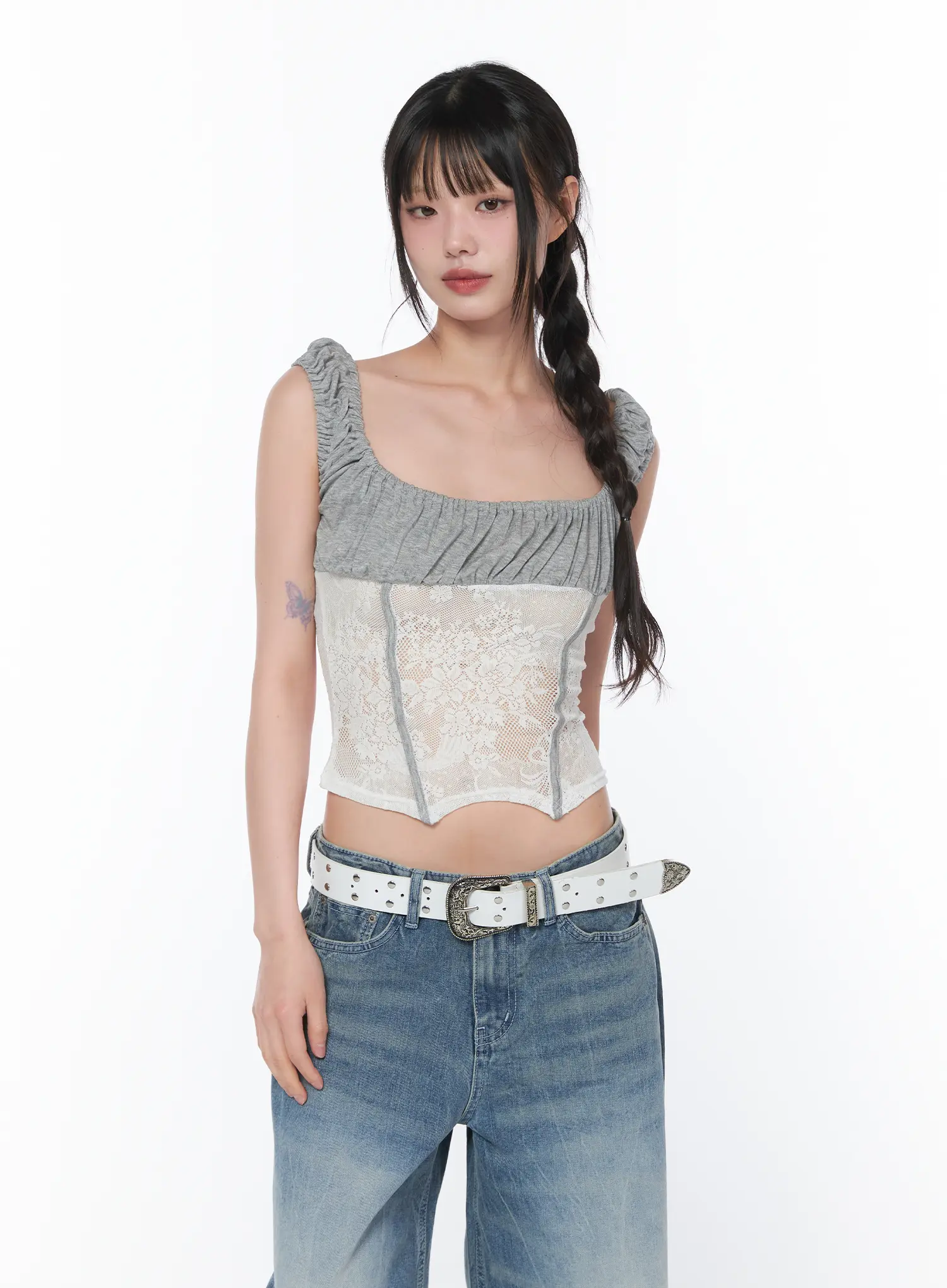 Two-Tone Lace Sleeveless Top CA529 - Image 4