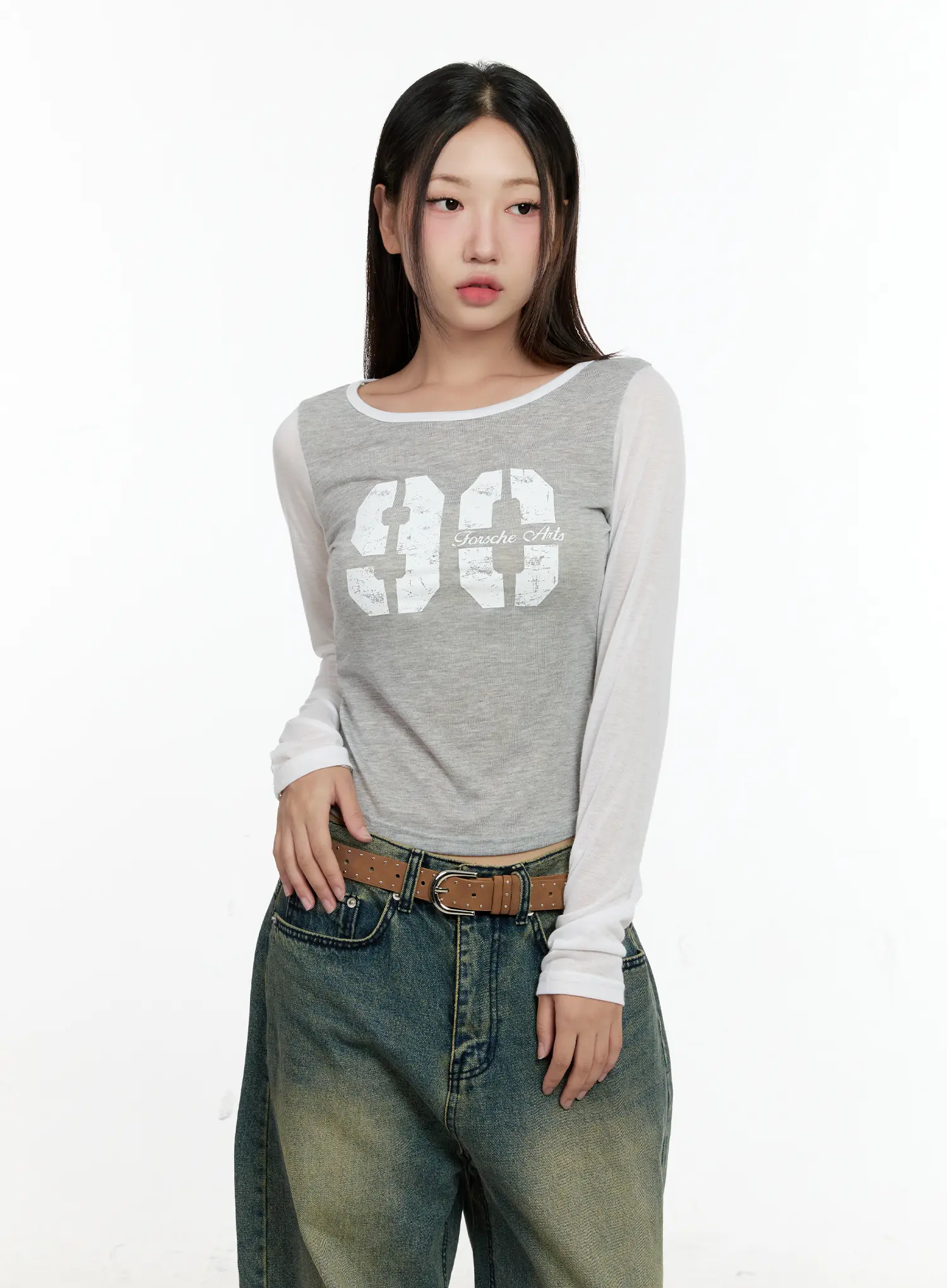 Two-Tone Long-Sleeve Top CL531 - Image 2