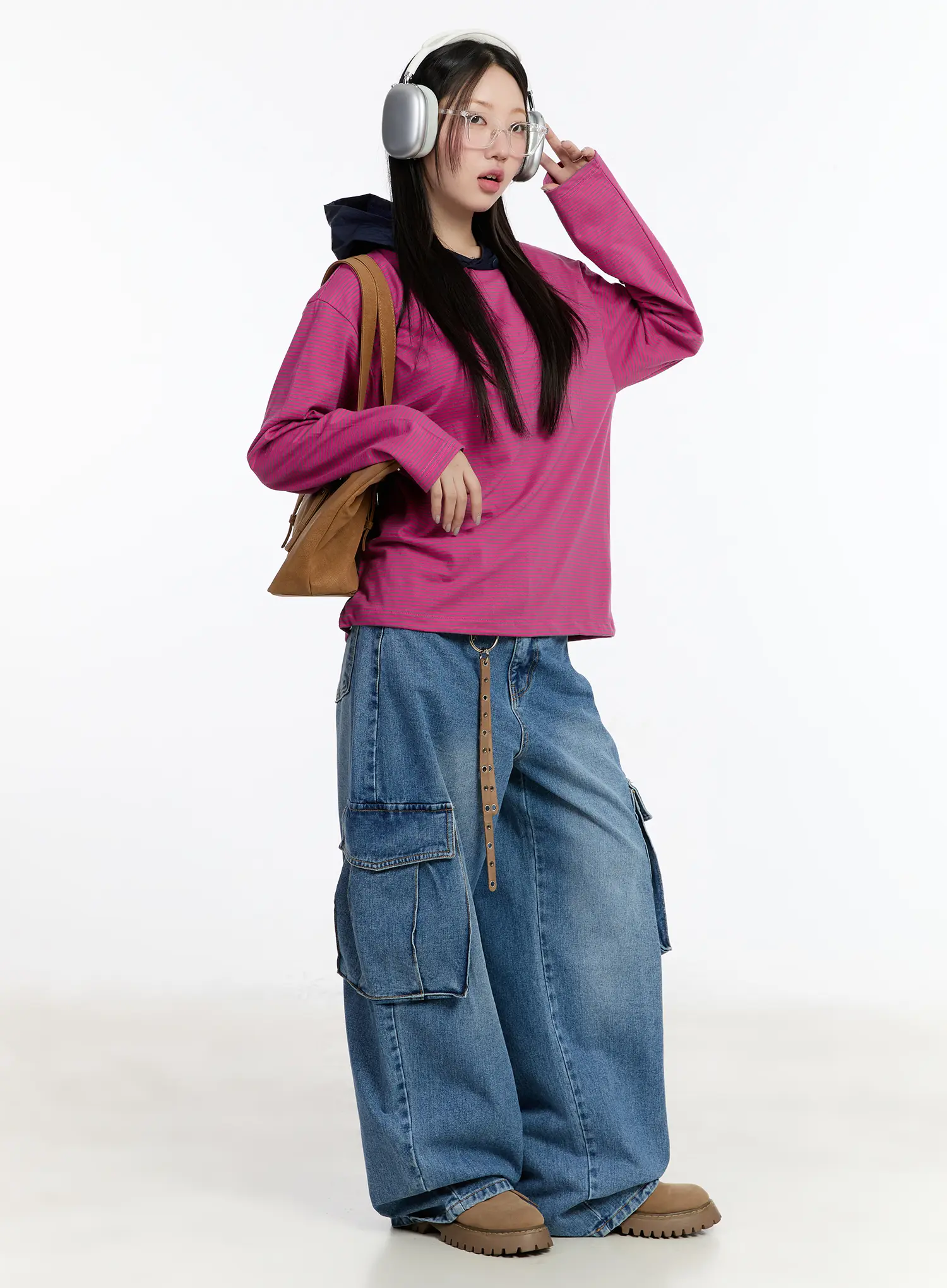 Two-Tone Striped Oversized Hoodie CM511 - Image 7