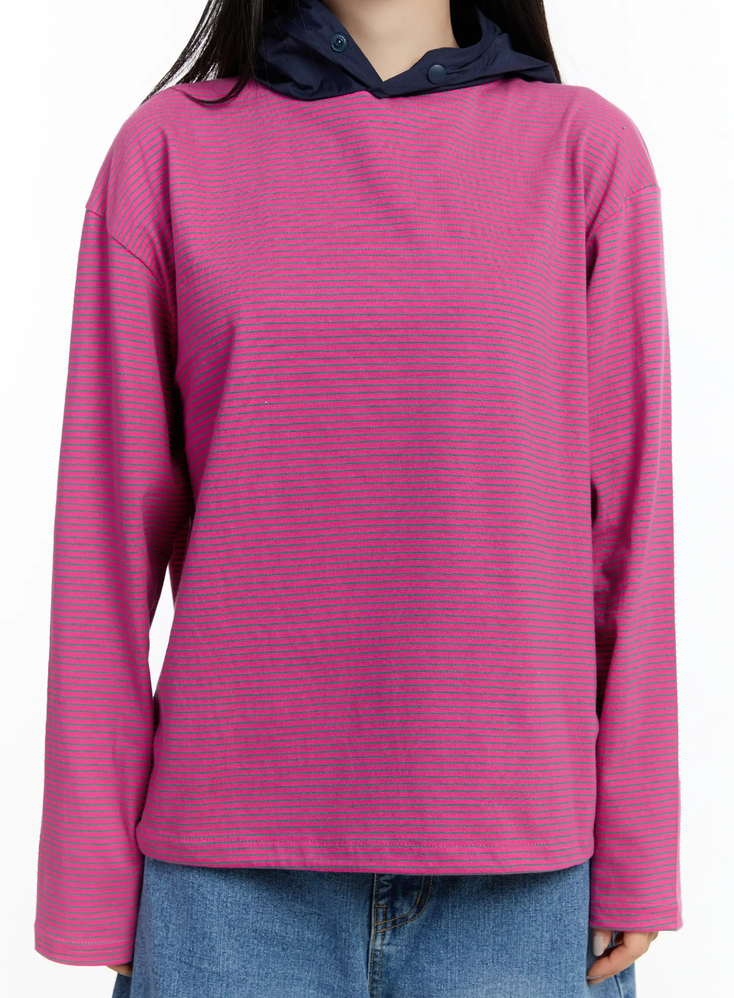 Two-Tone Striped Oversized Hoodie CM511 - Image 8