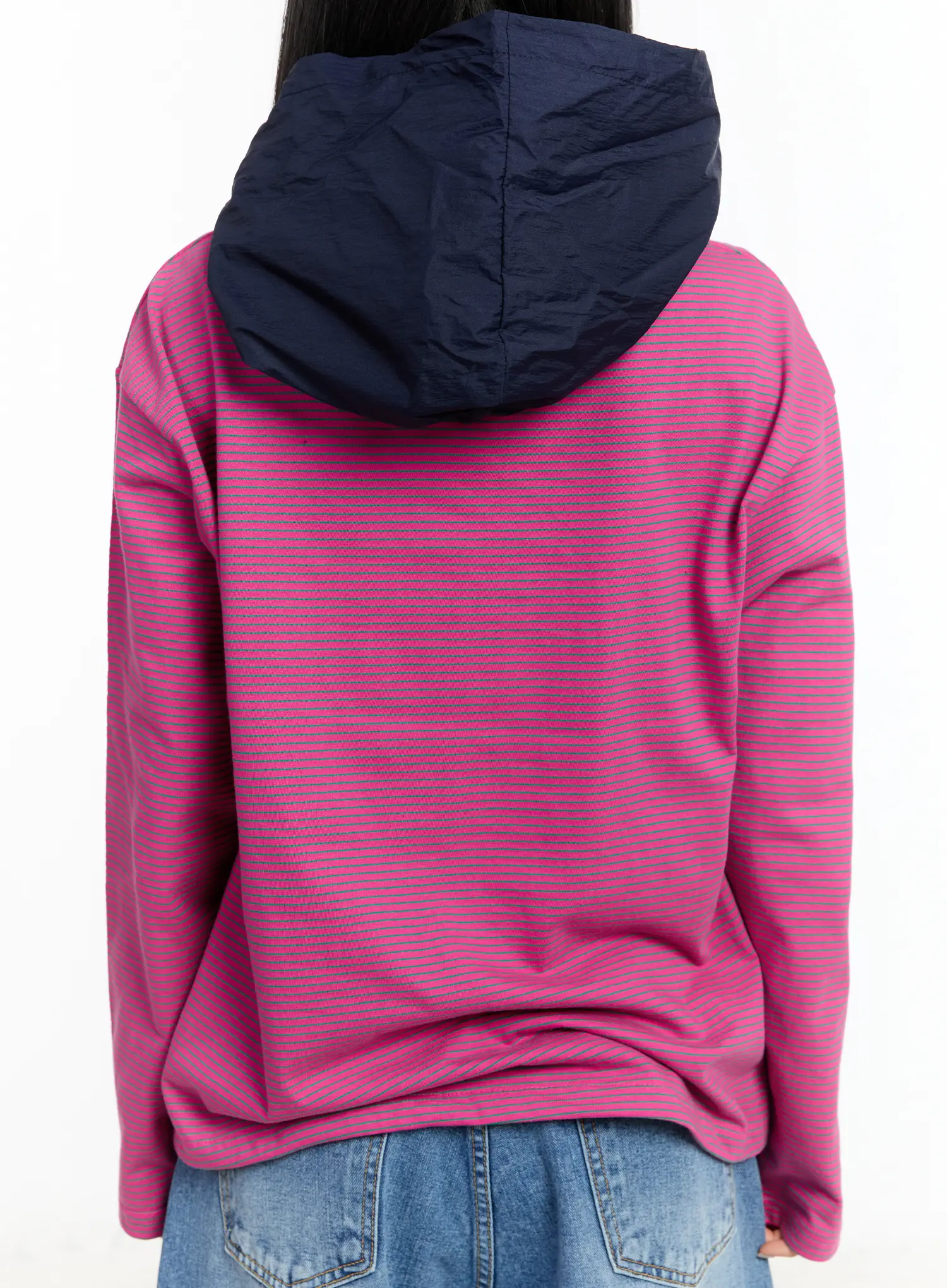 Two-Tone Striped Oversized Hoodie CM511 - Image 9