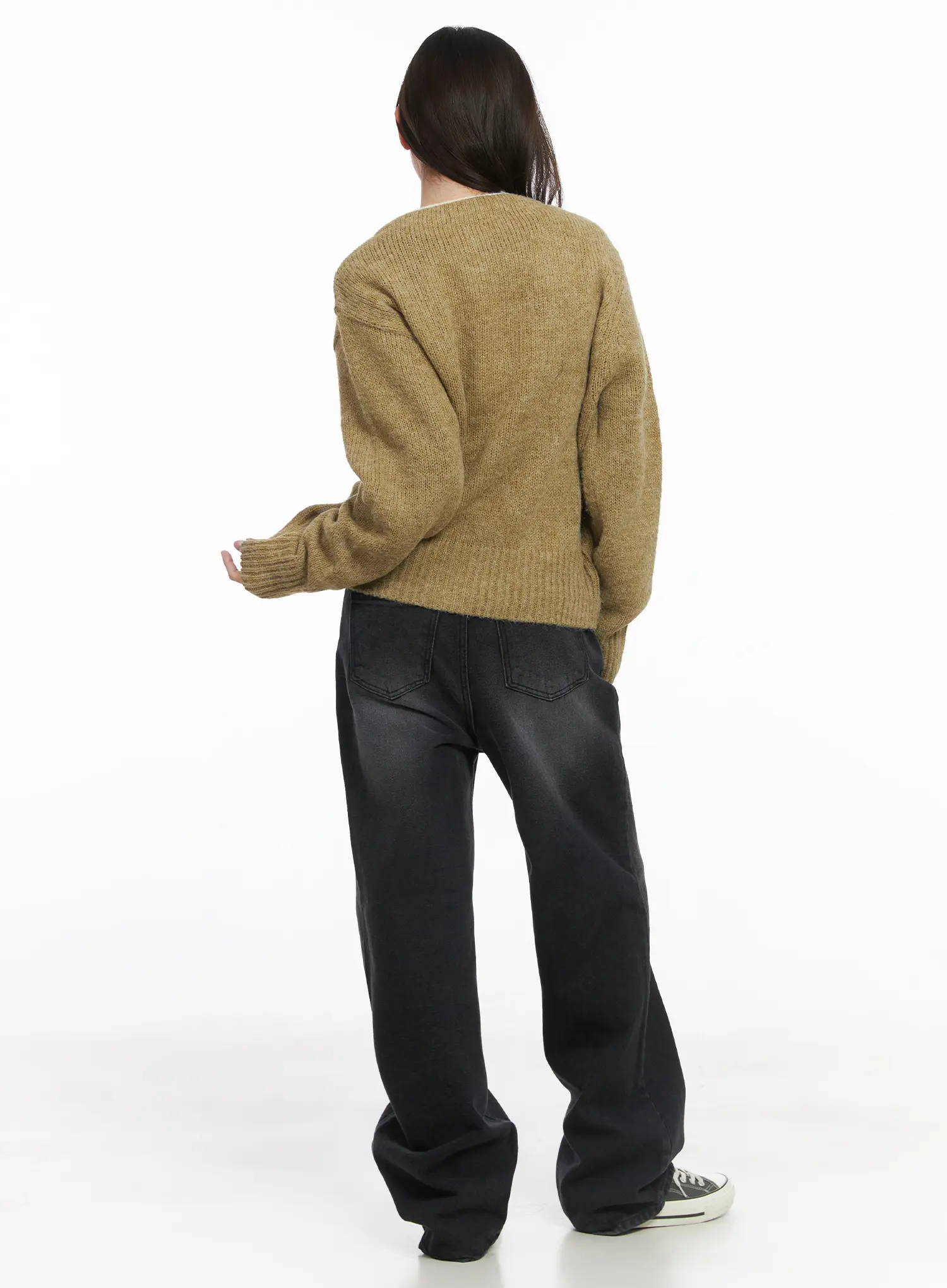 Two-Tone Wool Knit Cardigan CJ506 - Image 5
