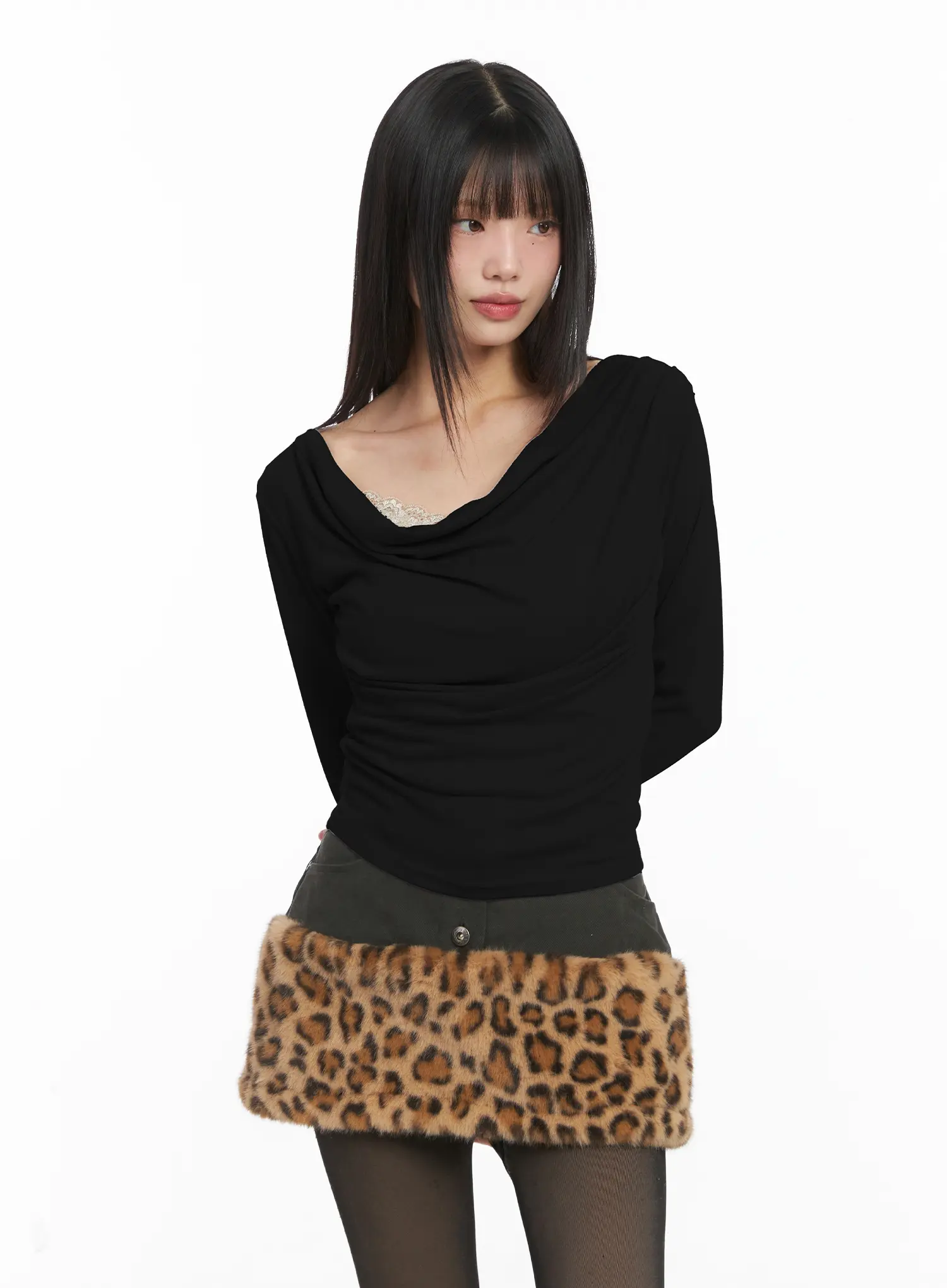 Two-Way Draped Long Sleeve Tee CJ501 - Image 10
