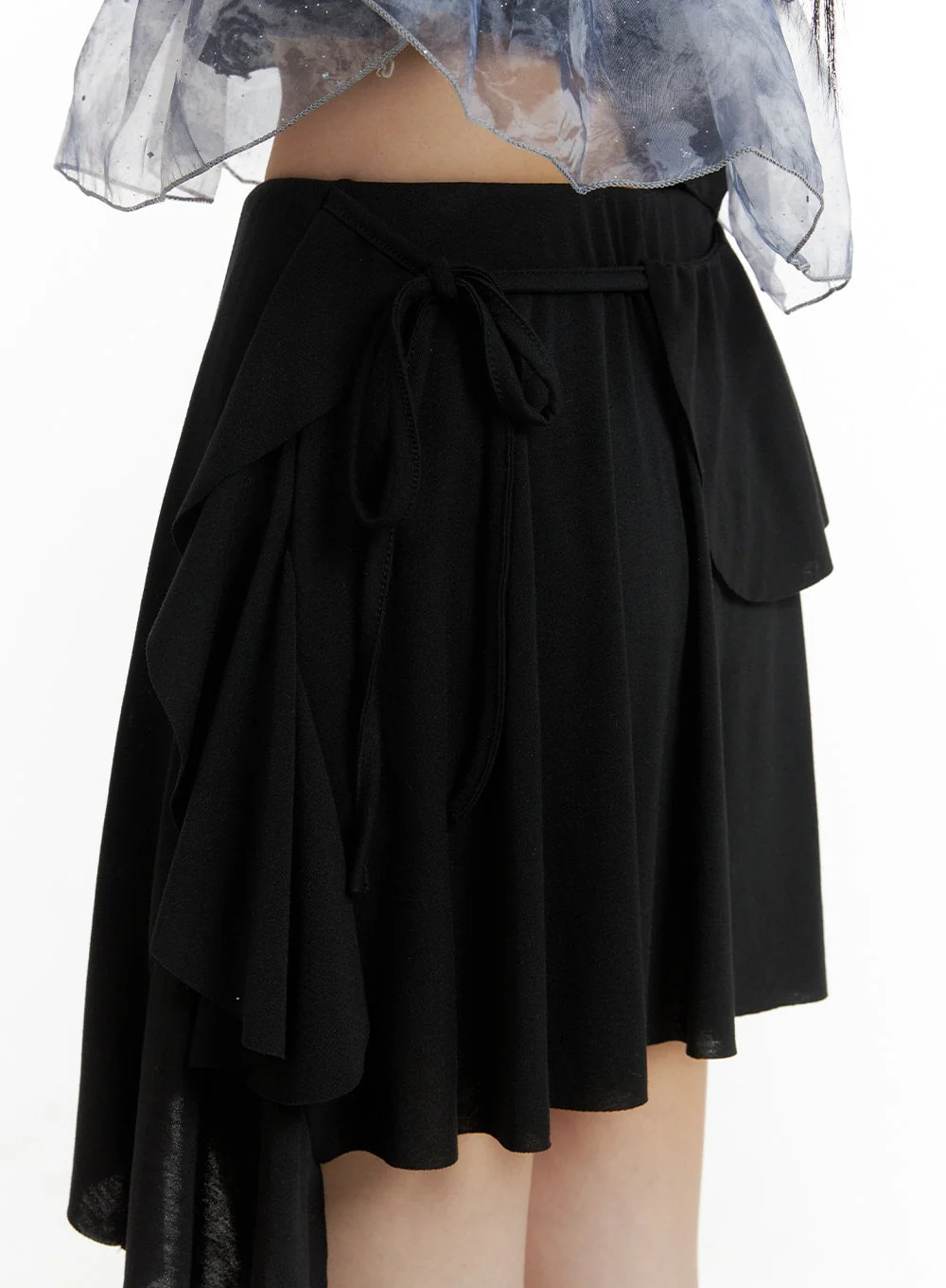 Unbalanced Bowknot Detail Cotton Mini Skirt OM426 - Image 2