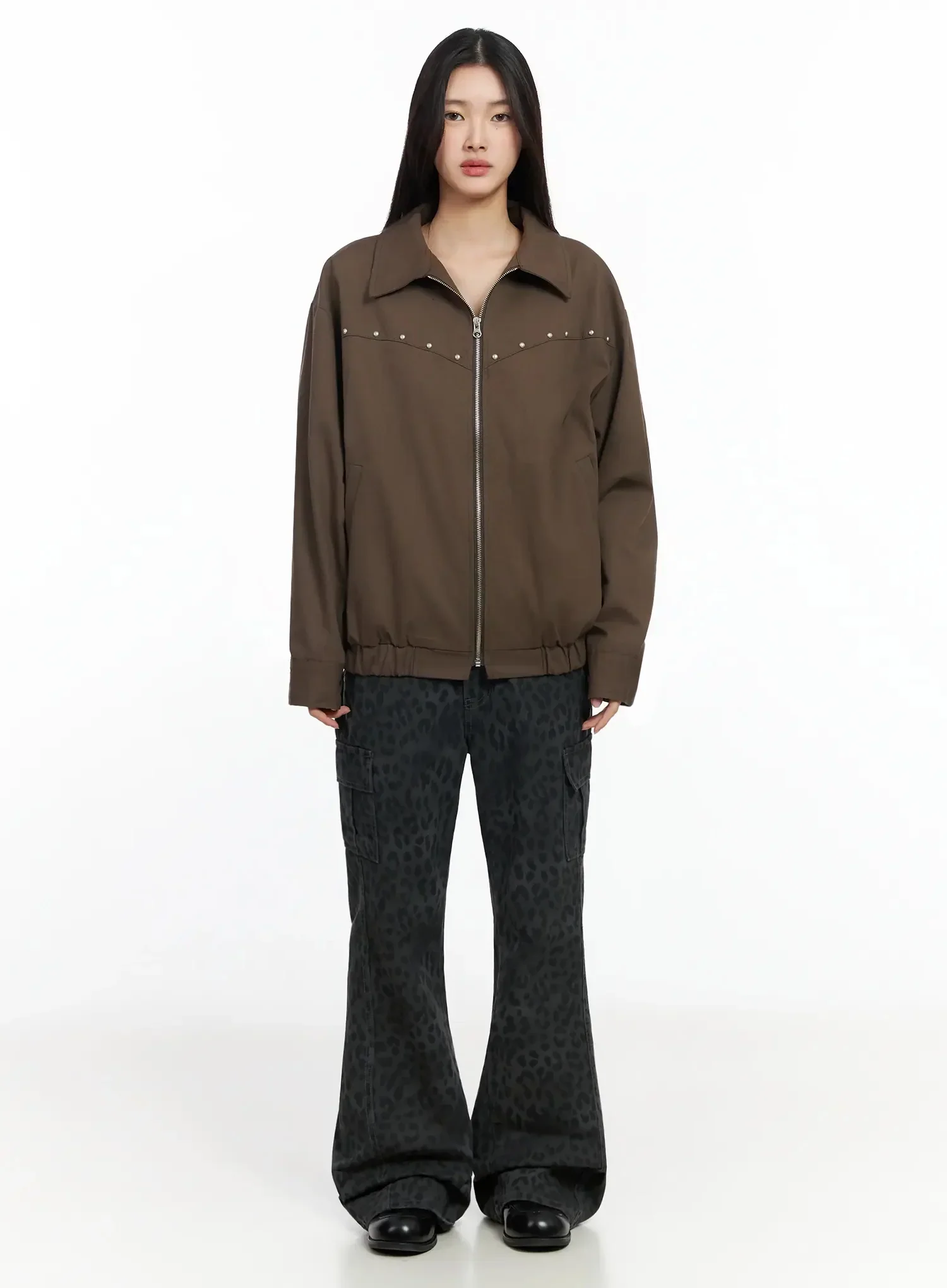 Urban Studded Bomber Jacket IA508 - Image 12