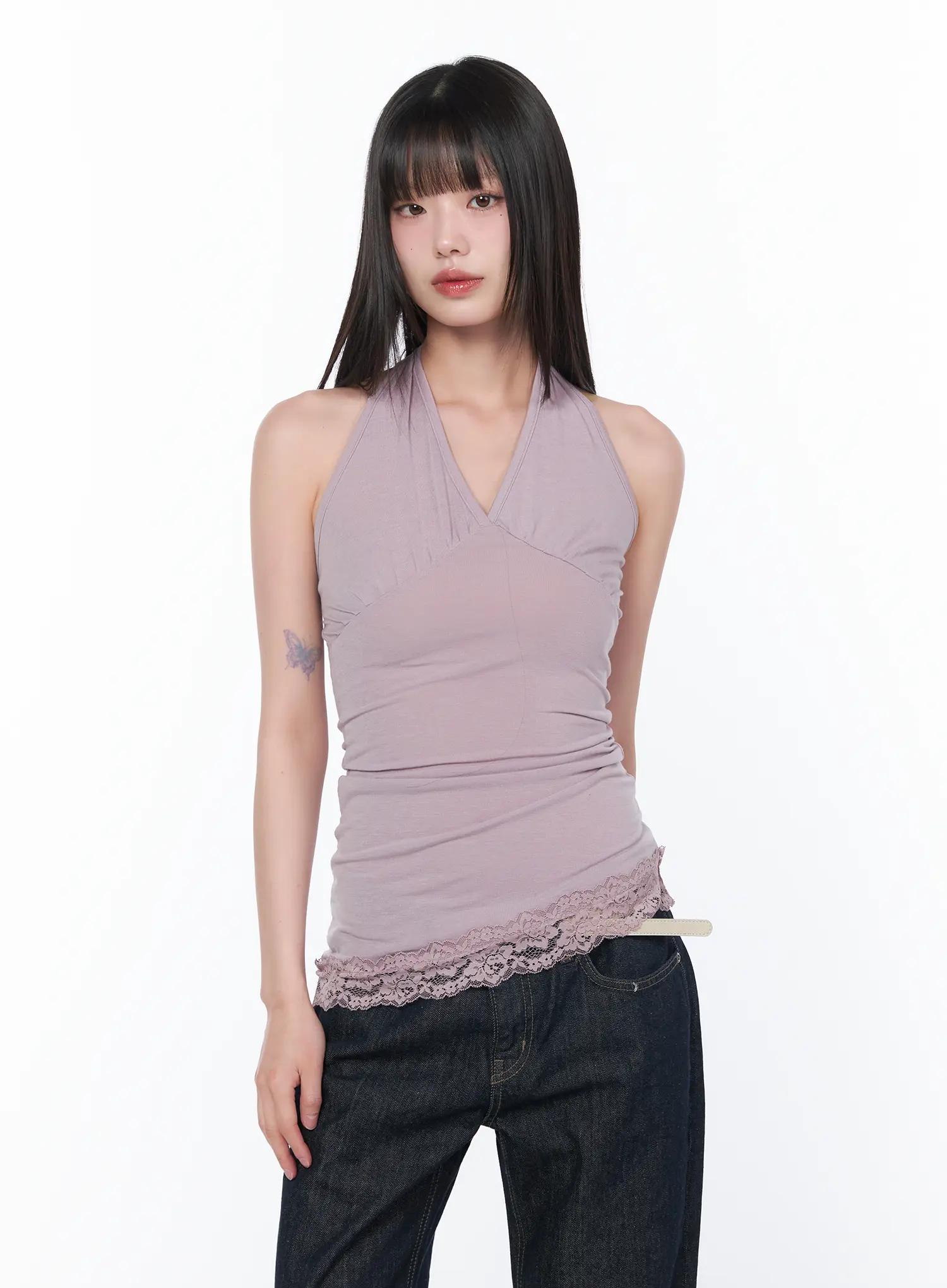 V-Neck Halter Lace Trim Top CA529 - Image 5
