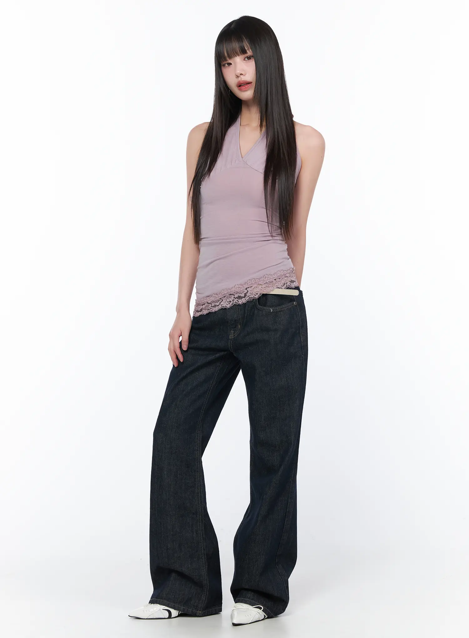 V-Neck Halter Lace Trim Top CA529 - Image 8