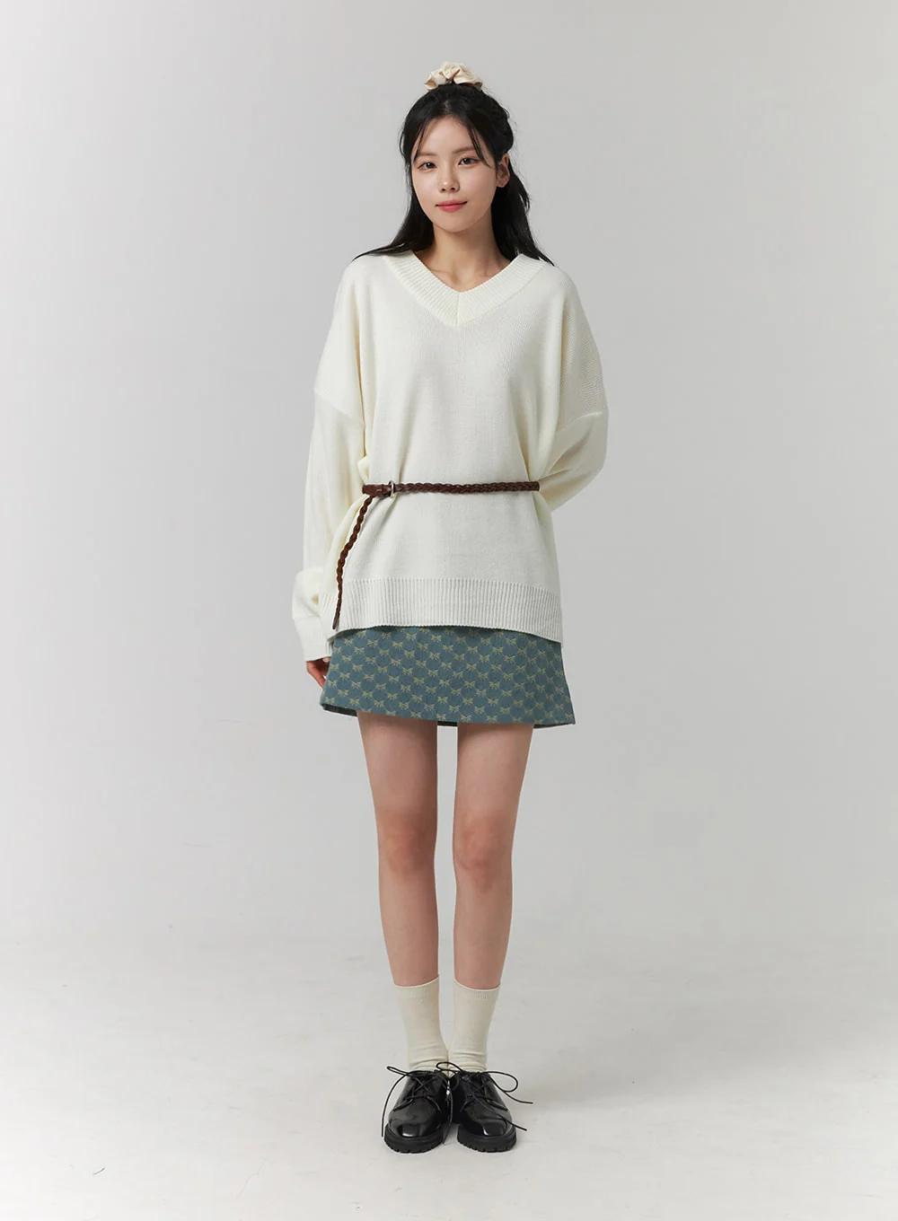 V-Neck Knitted Long Sleeve Sweater OJ419 - Image 4
