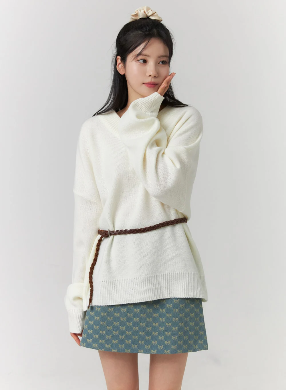 V-Neck Knitted Long Sleeve Sweater OJ419 - Image 6