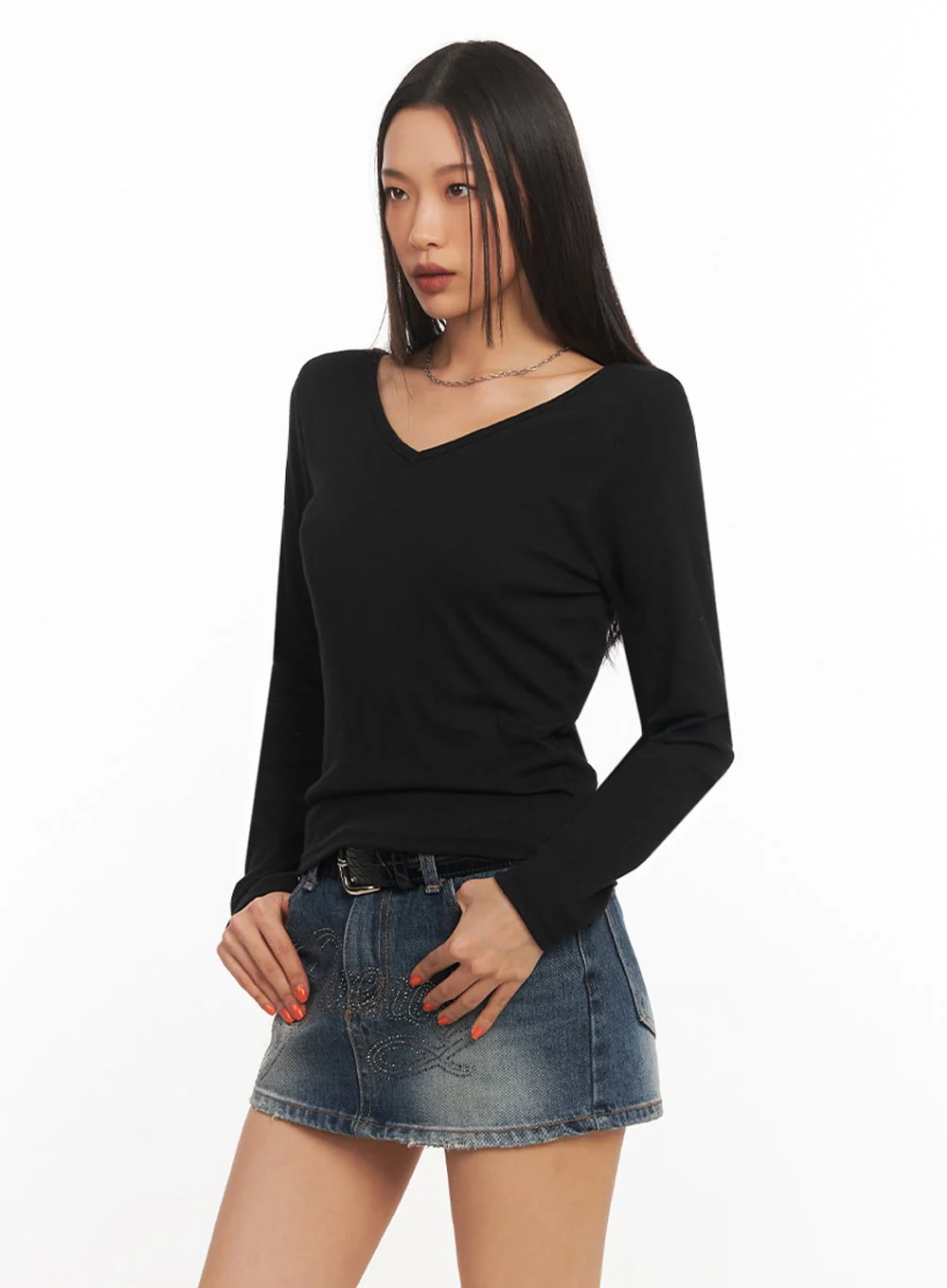 V-Neck Long Sleeve Top IA507 - Image 13