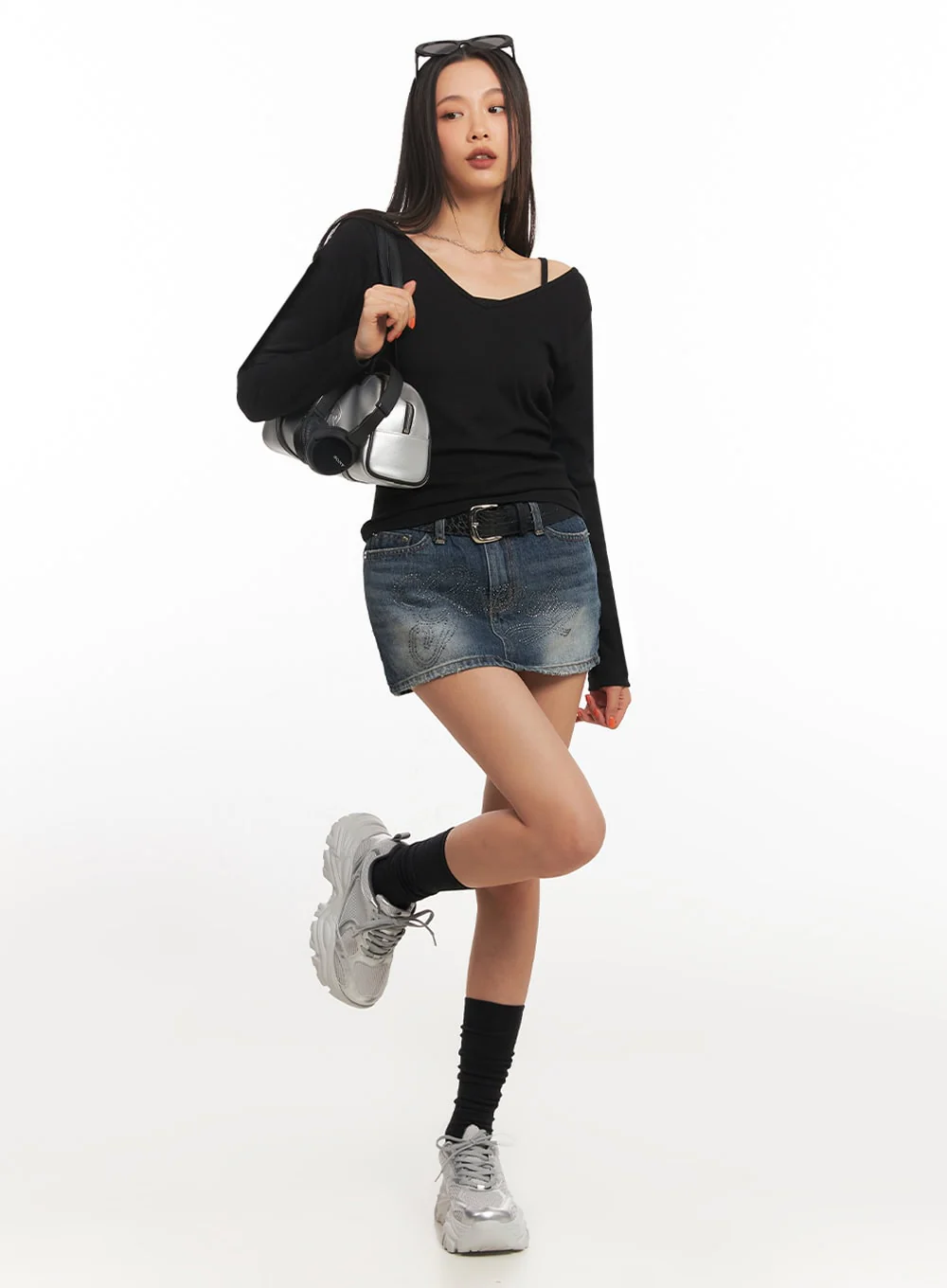 V-Neck Long Sleeve Top IA507 - Image 3