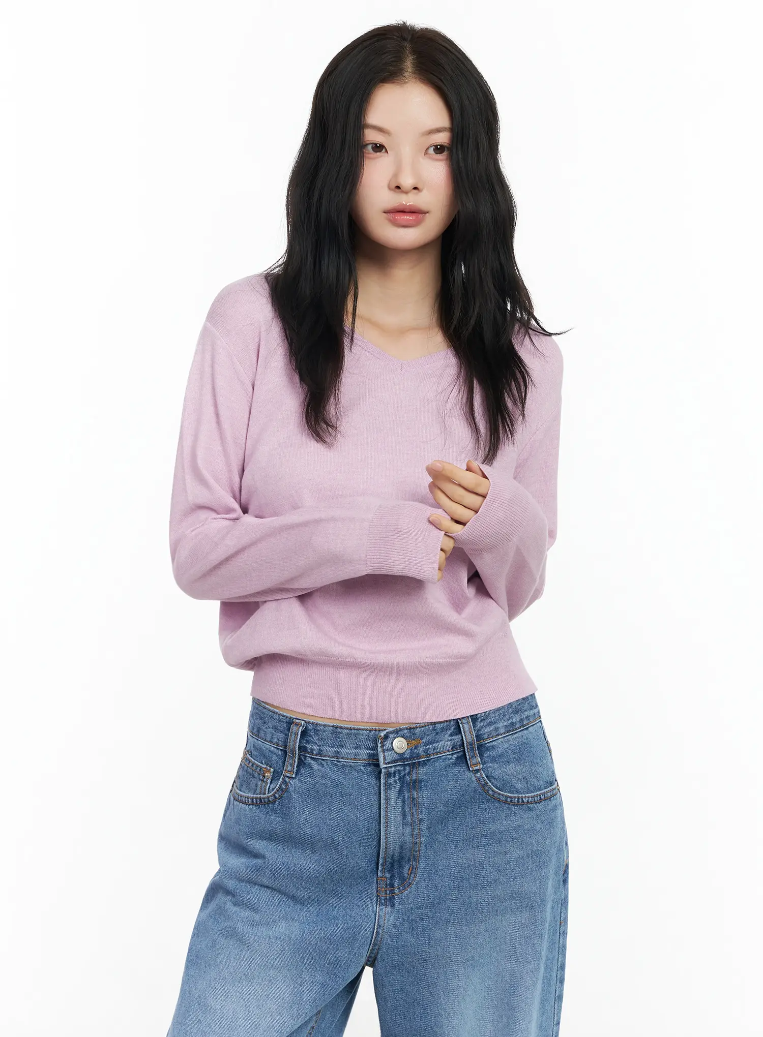 V-Neck Loose-Fit Knit IM524 - Image 12