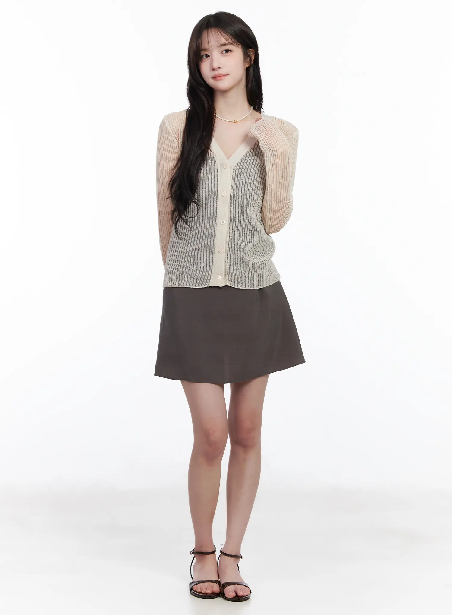 V-Neck Mesh Cardigan CM527 - Image 3