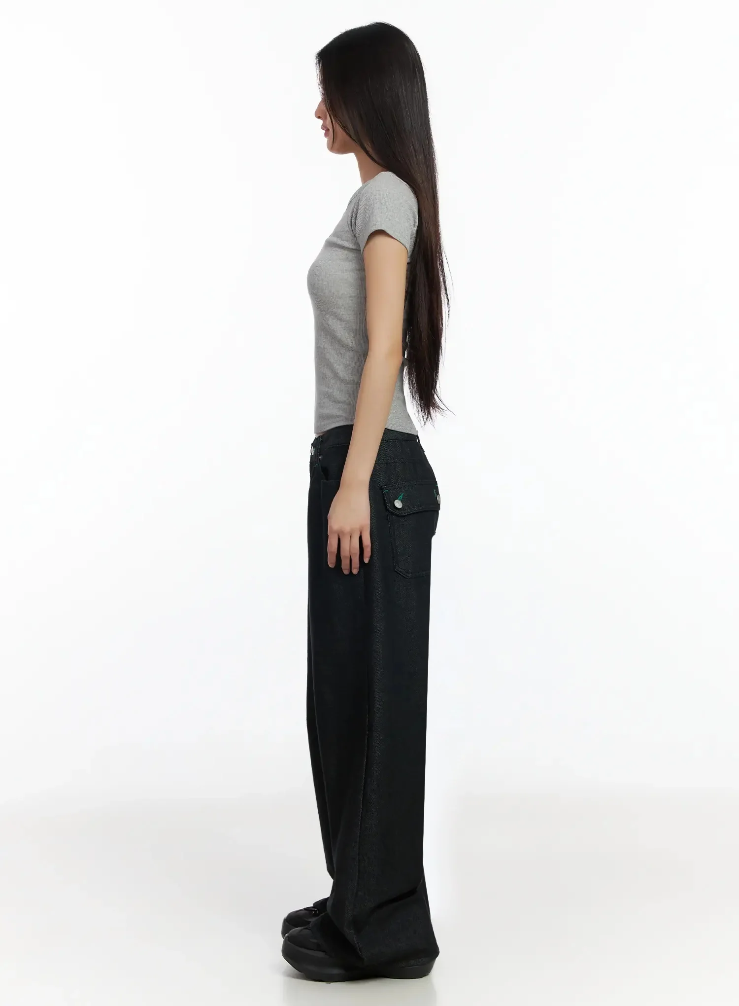 V-Neck Ribbed Short Sleeve Tee IM530 - Image 12