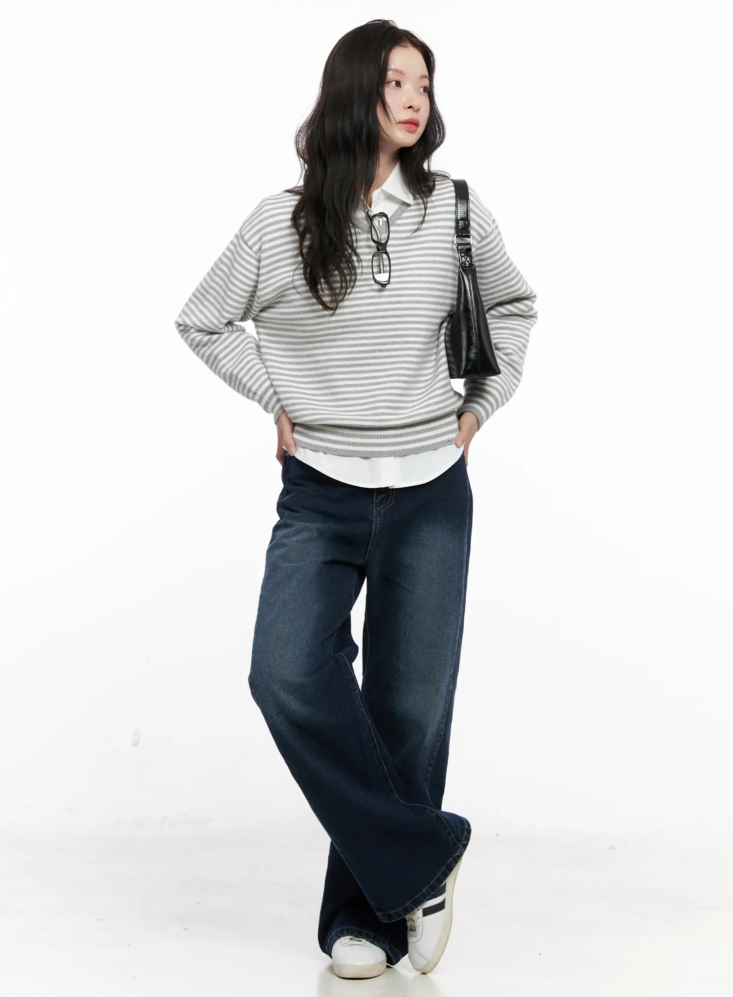 V-Neck Striped Knit Sweater CO531 - Image 3