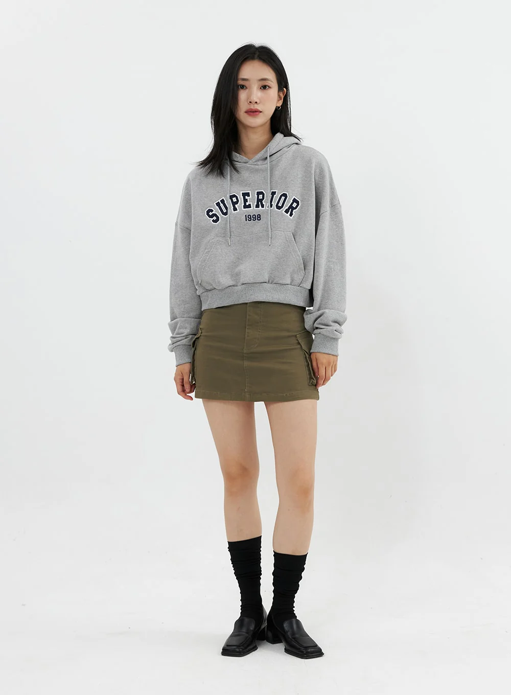 Varsity Cropped Hooded Sweatshirt OS326 - Image 2