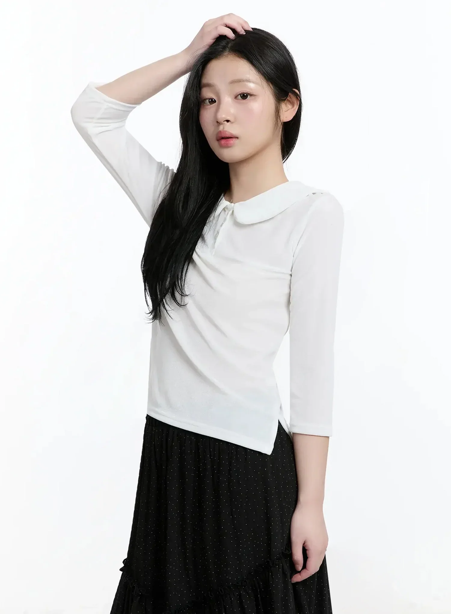 Velvet Collar 3/4 SleeveTop IM513 - Image 8