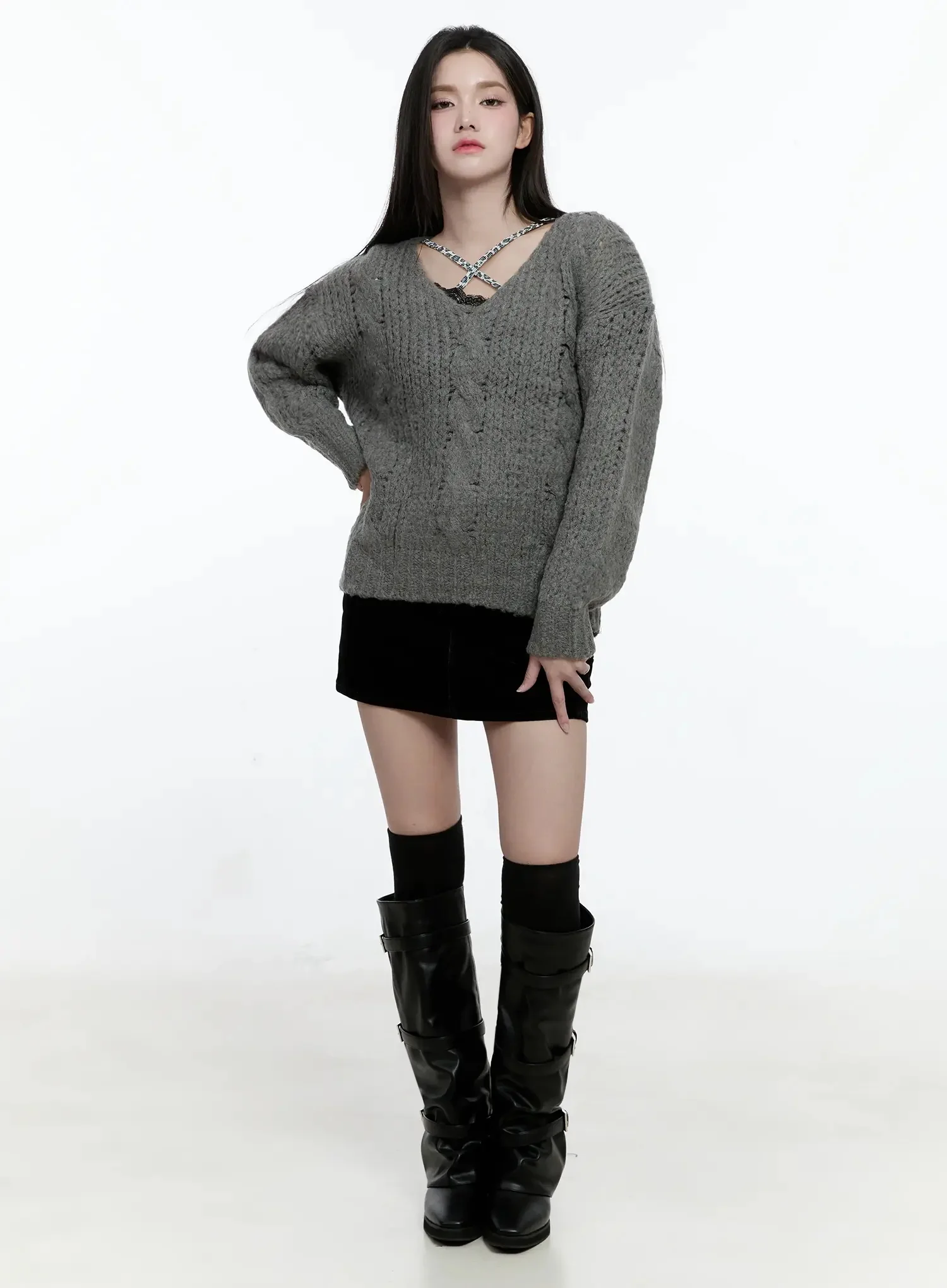Velvet Mini Skirt IO527 - Image 3