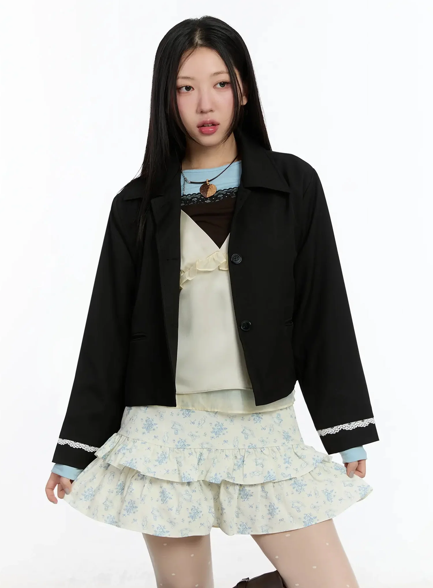 Vintage Laced Cropped Jacket IM509 - Image 2