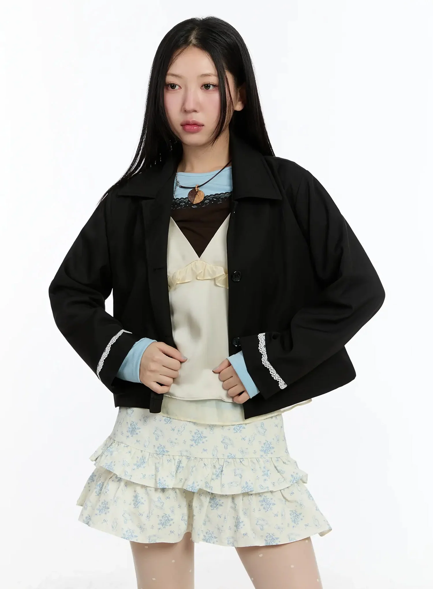 Vintage Laced Cropped Jacket IM509 - Image 6