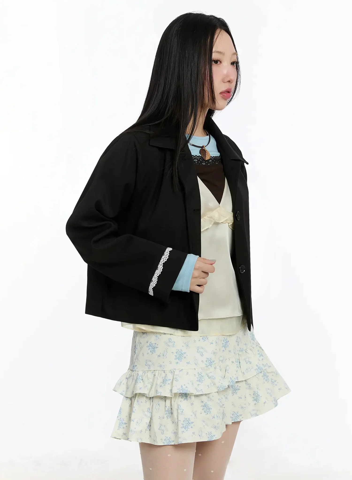 Vintage Laced Cropped Jacket IM509 - Image 7