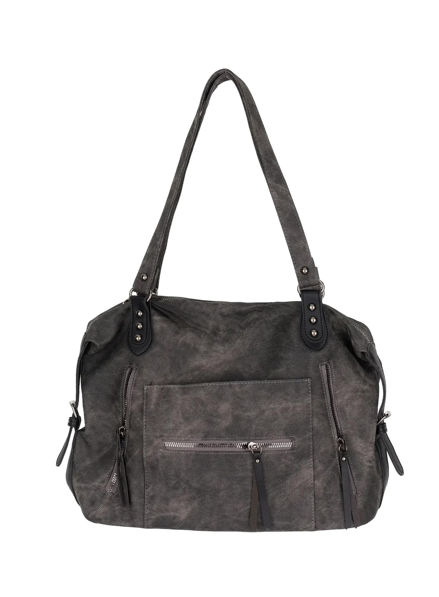 Vintage Leather Accent Shoulder Bag IM530 - Image 5