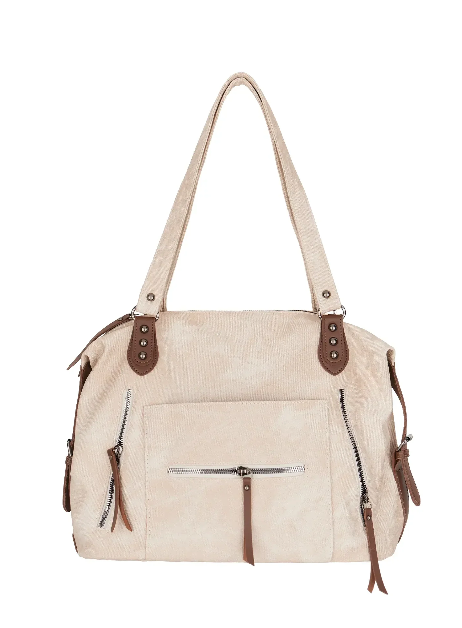 Vintage Leather Accent Shoulder Bag IM530 - Image 9