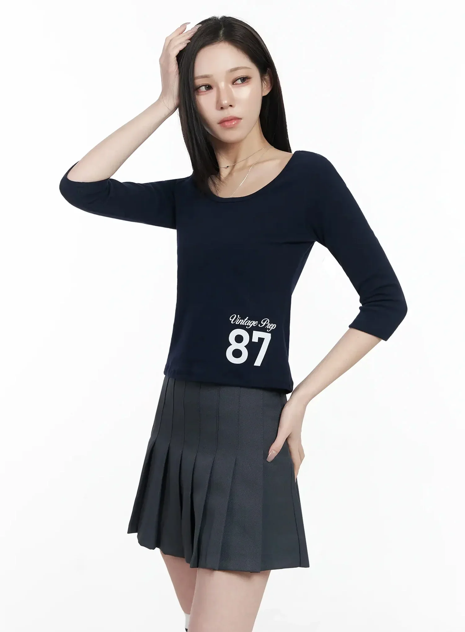 Vintage Numeral Half Sleeve Fleece Top IJ528 - Image 12