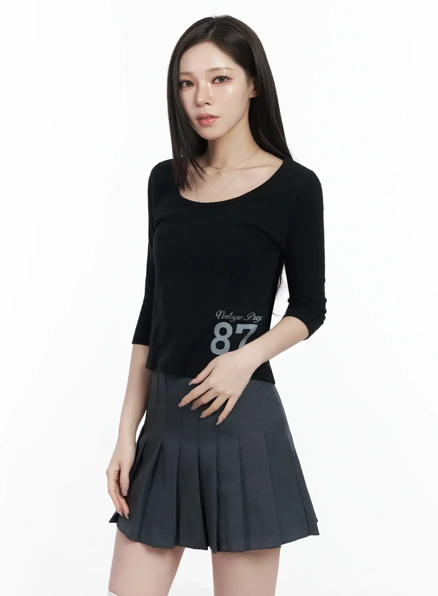 Vintage Numeral Half Sleeve Fleece Top IJ528 - Image 2