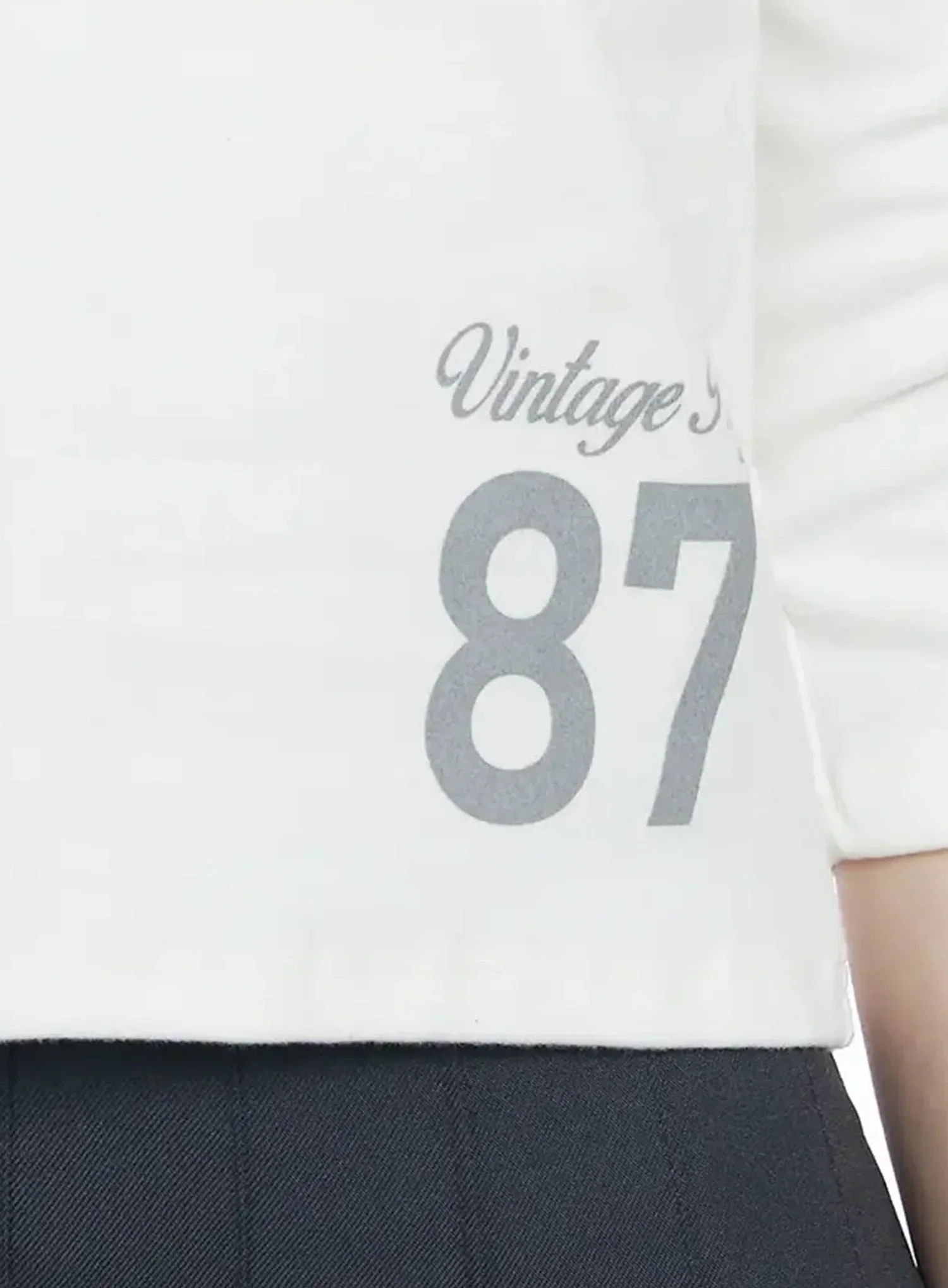 Vintage Numeral Half Sleeve Fleece Top IJ528 - Image 5