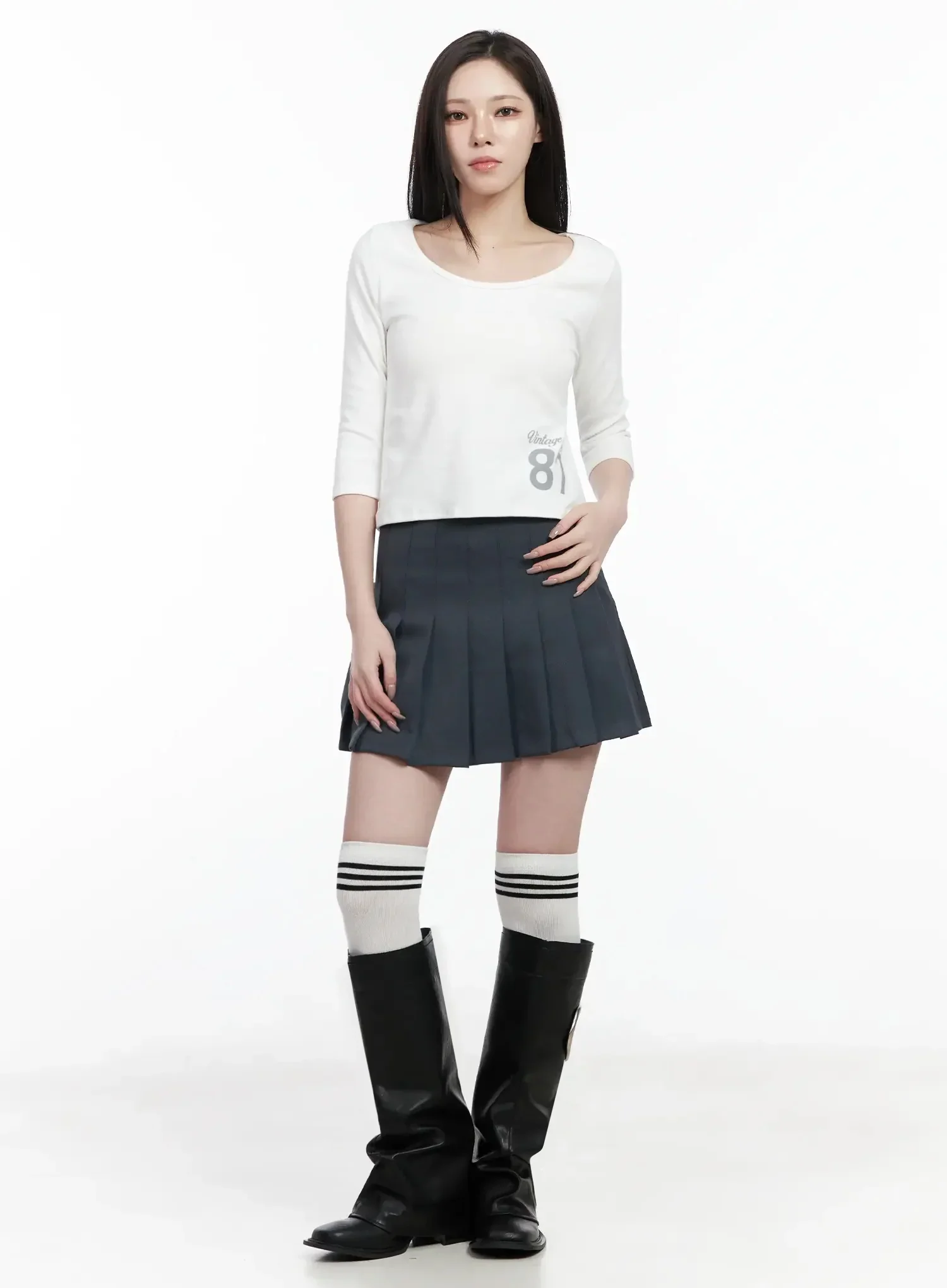 Vintage Numeral Half Sleeve Fleece Top IJ528 - Image 6