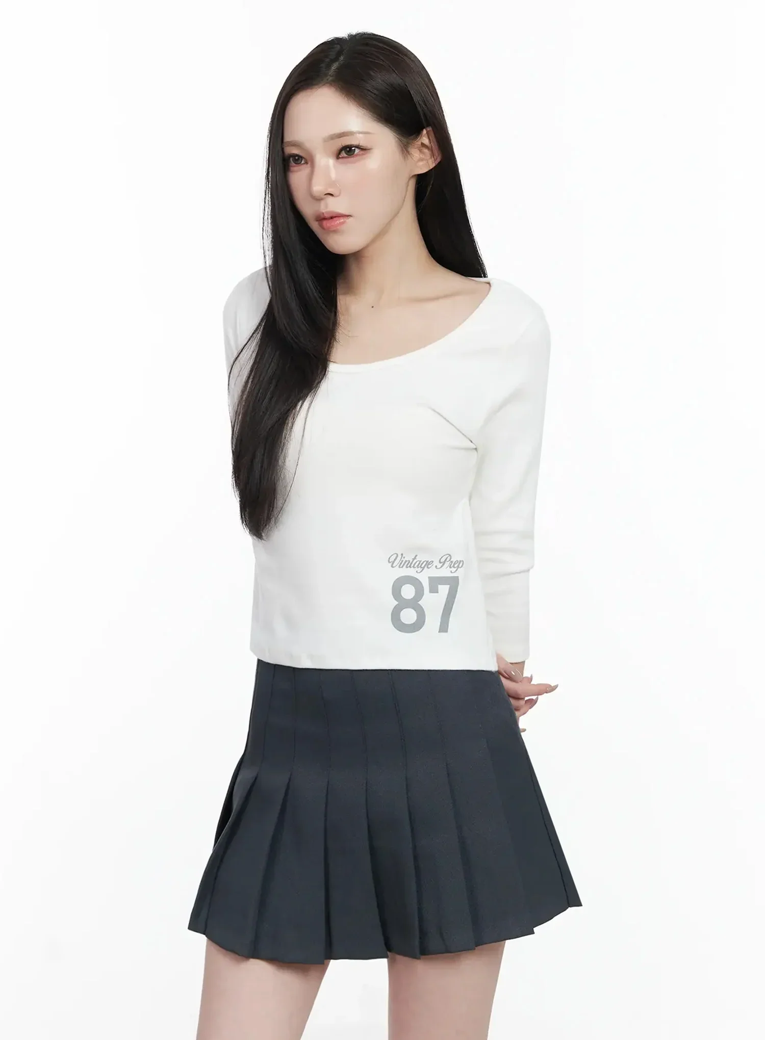 Vintage Numeral Half Sleeve Fleece Top IJ528 - Image 8