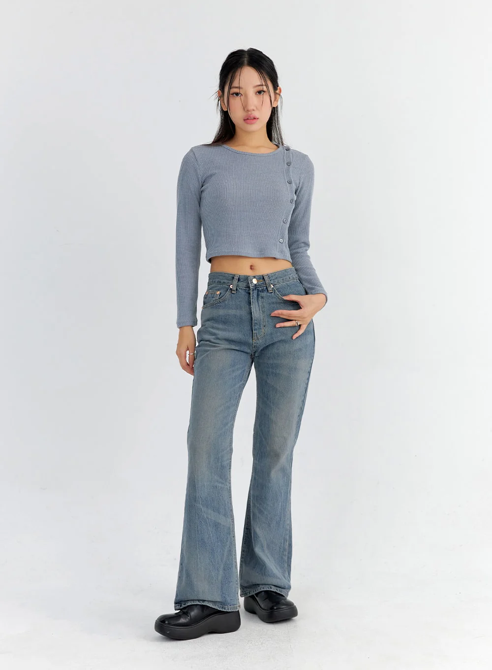 Vintage Washed Bootcut Jeans CO325 - Image 7