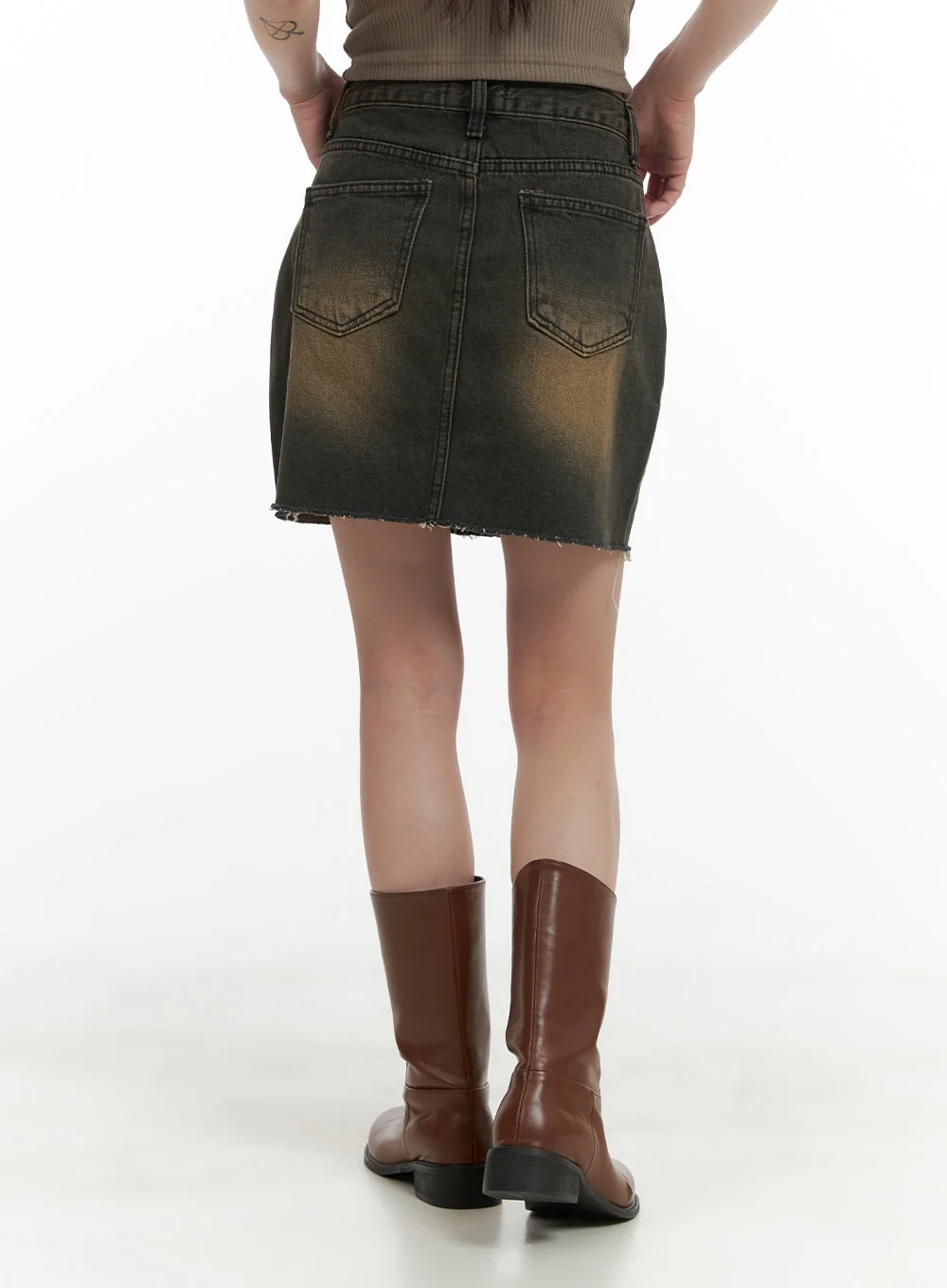 Vintage Washed Denim Mini Skirt CA430 - Image 6