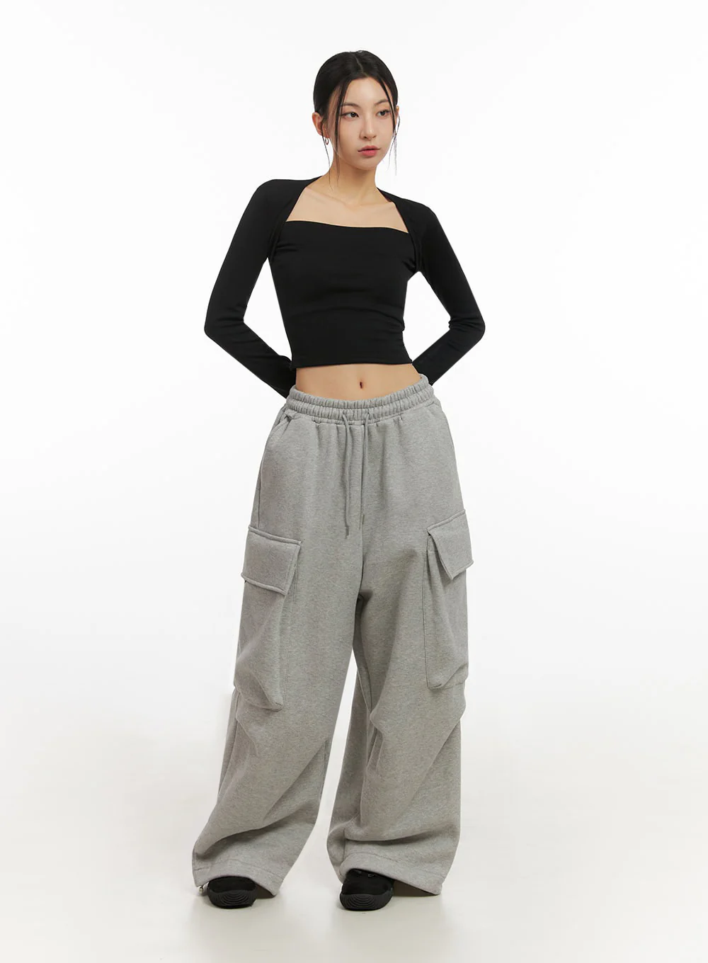 Warm Wide-Leg Cargo Sweatpants ID431 - Image 3