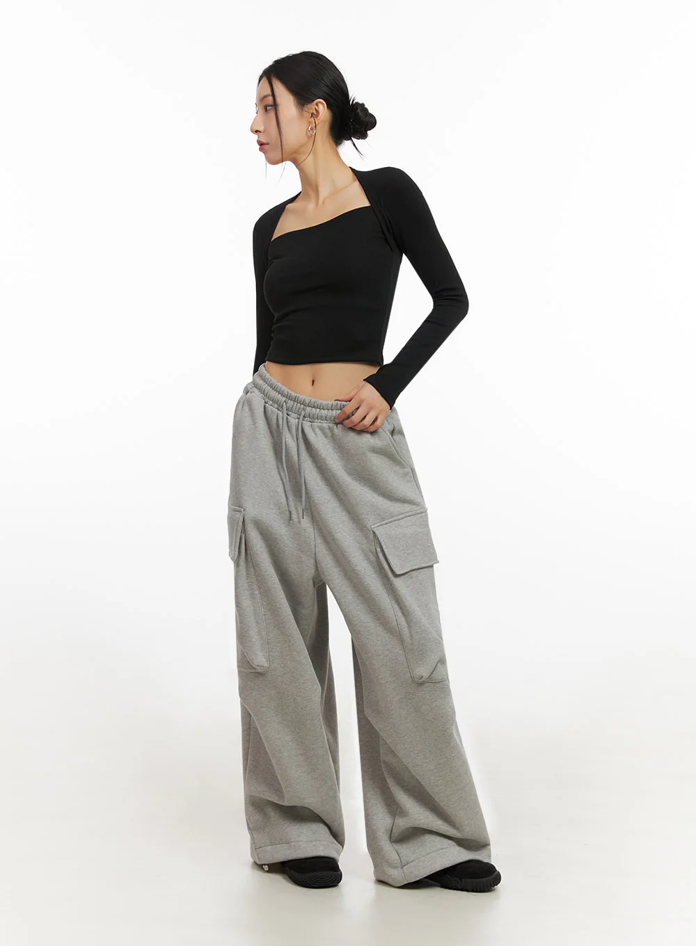 Warm Wide-Leg Cargo Sweatpants ID431 - Image 5