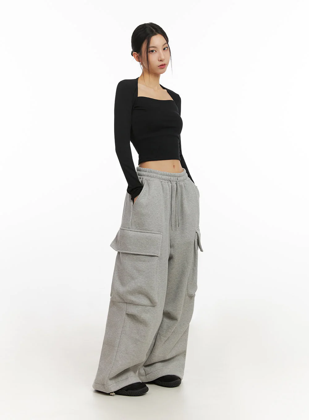 Warm Wide-Leg Cargo Sweatpants ID431 - Image 6