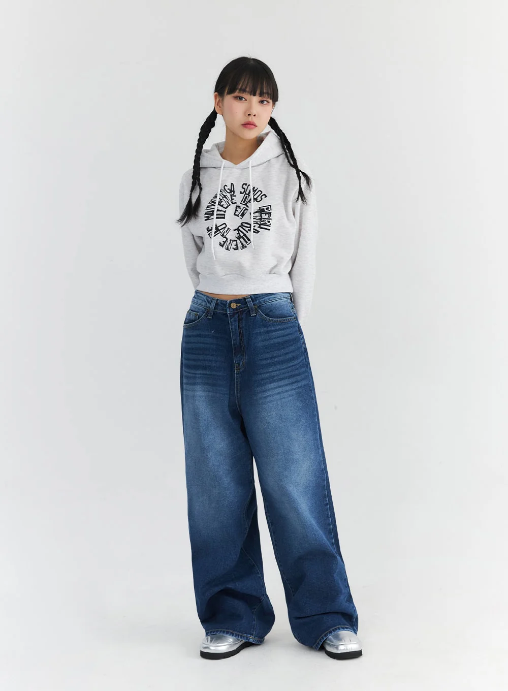 Washed Blue Wide Jeans CN301 - Image 2