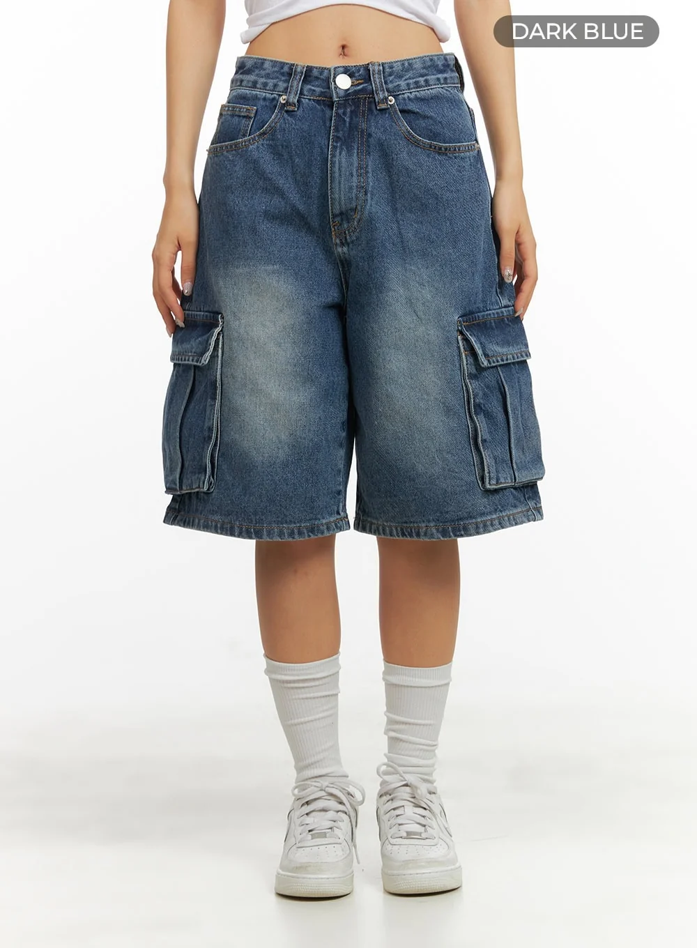 Washed Denim Cargo Jorts CY420 - Image 8