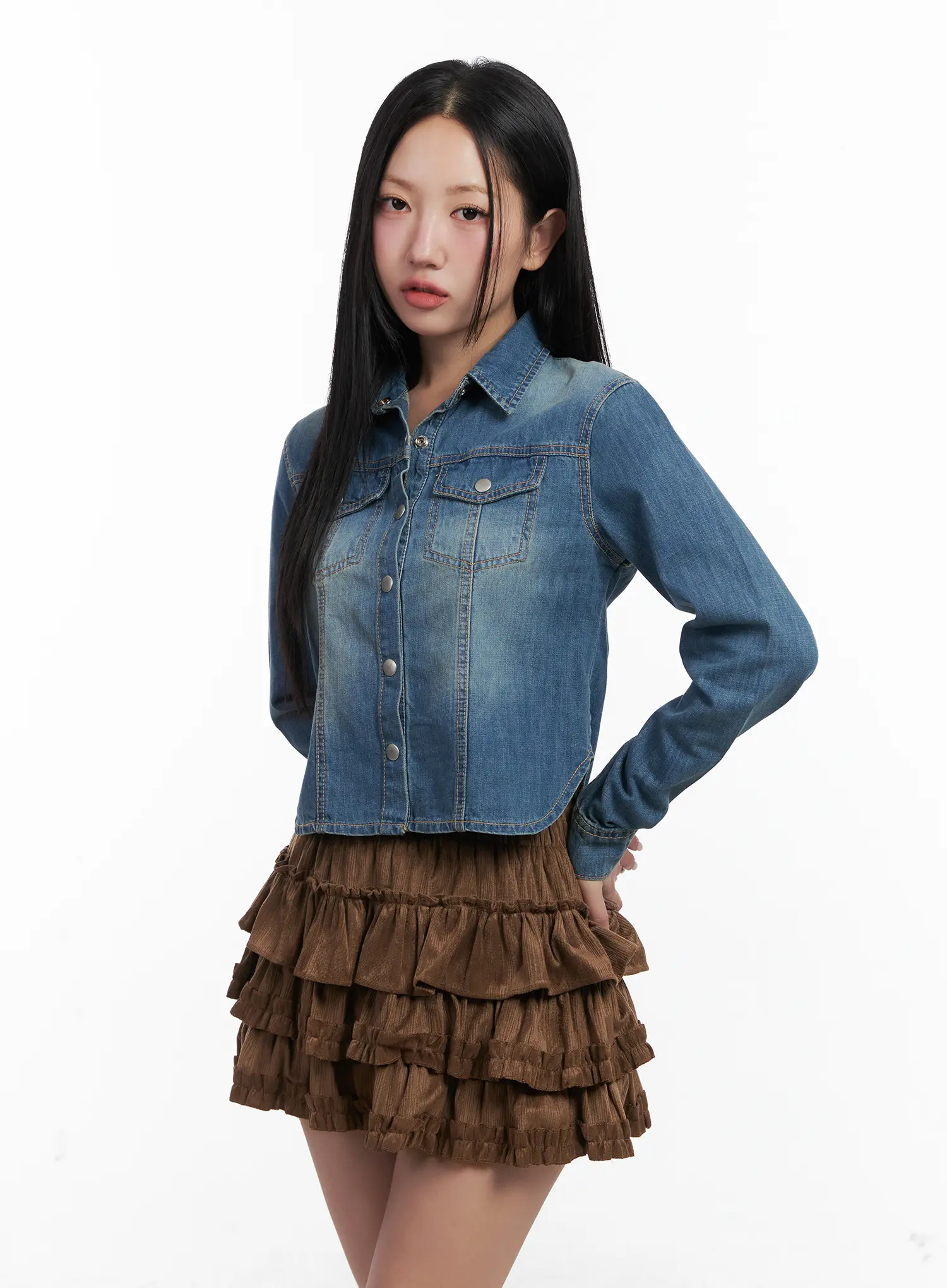 Washed Denim Long Sleeve Shirt CN528 - Image 10
