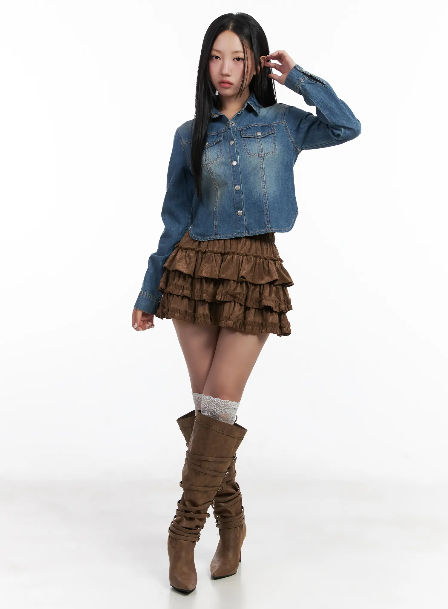 Washed Denim Long Sleeve Shirt CN528 - Image 5