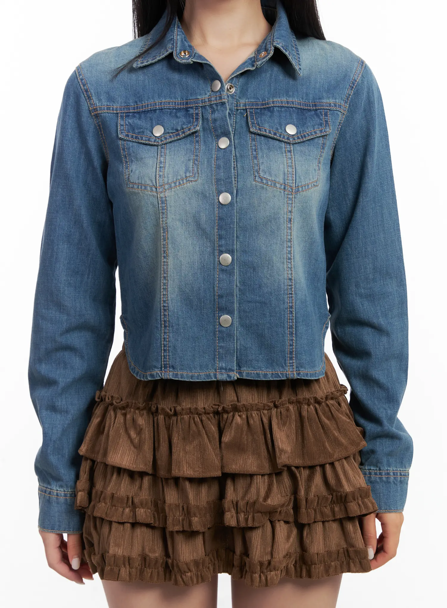 Washed Denim Long Sleeve Shirt CN528 - Image 8